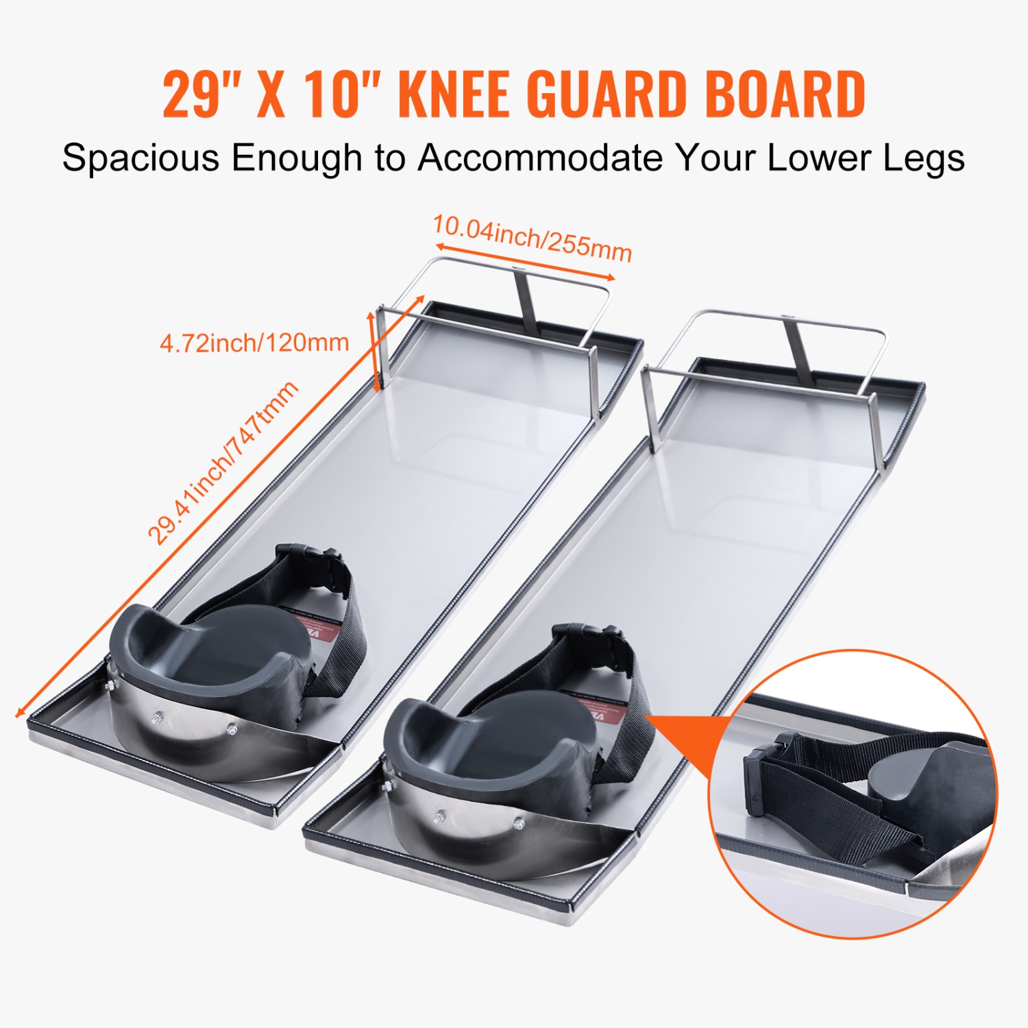 VEVOR 30'' x 10'' Concrete Knee Boards Stainless Steel, Concrete Sliders, Knee Boards For Concrete, Concrete Knee Pads Moving Sliders, with Knee Pads
