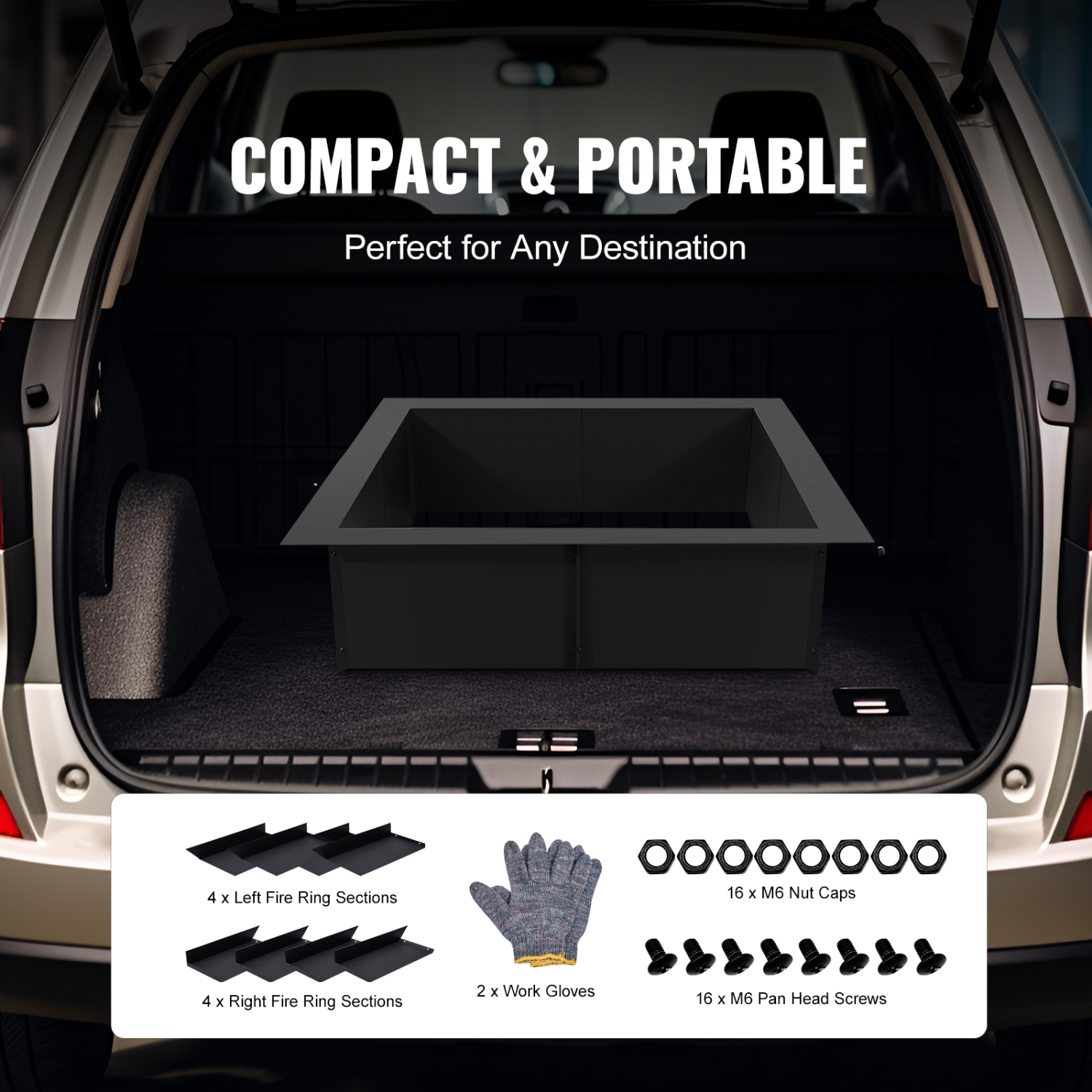 VEVOR 36x36 in Fire Pit Ring, Outer/30x30 in Inner Diameter, 10inch Height Square Fire Pit Insert, Heavy Duty Carbon Steel Liner DIY Campfire Ring