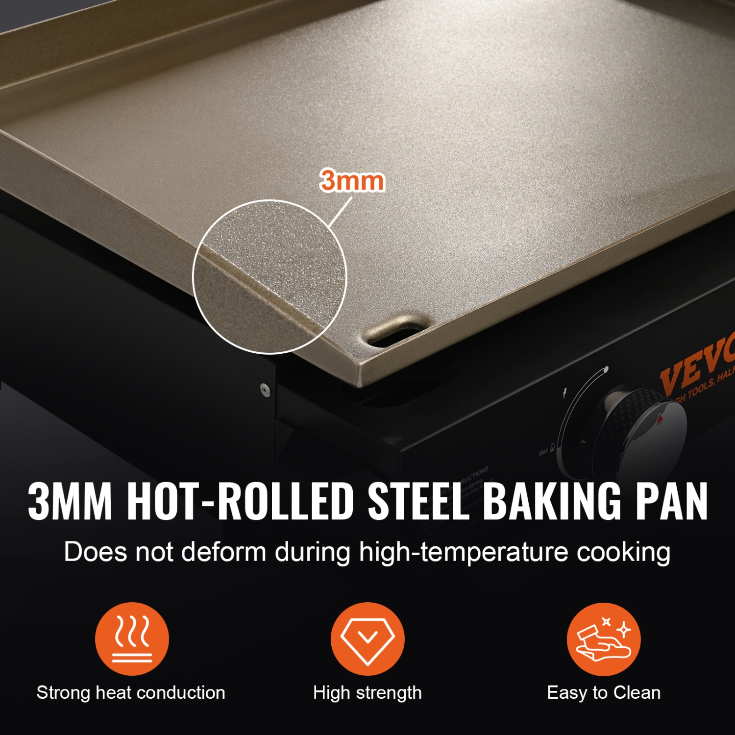 VEVOR 22.4" Commercial Griddle, Heavy Duty Manual Flat Top Griddle, Countertop Gas Grill with Non-Stick Cooking Plate, Steel Natural Gas Griddle,