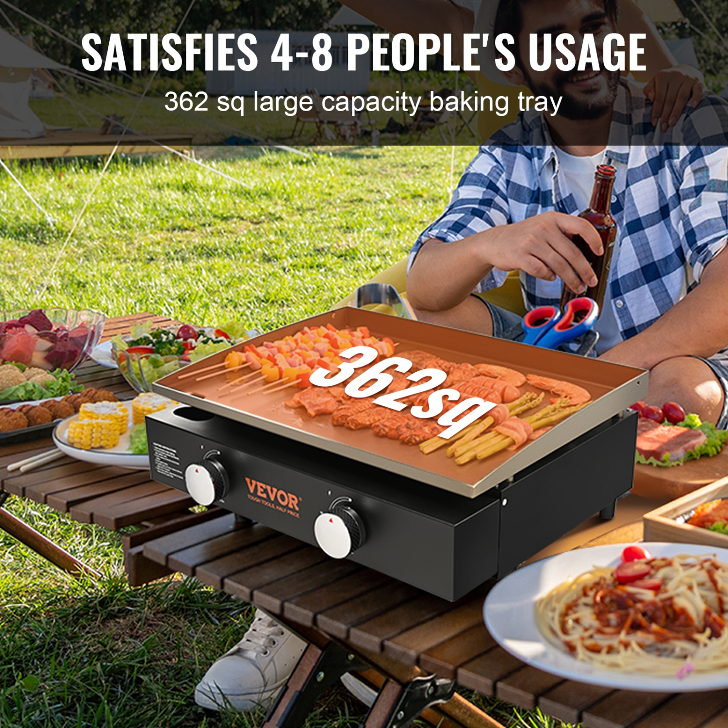 VEVOR 22.4" Commercial Griddle, Heavy Duty Manual Flat Top Griddle, Countertop Gas Grill with Non-Stick Cooking Plate, Steel Natural Gas Griddle,