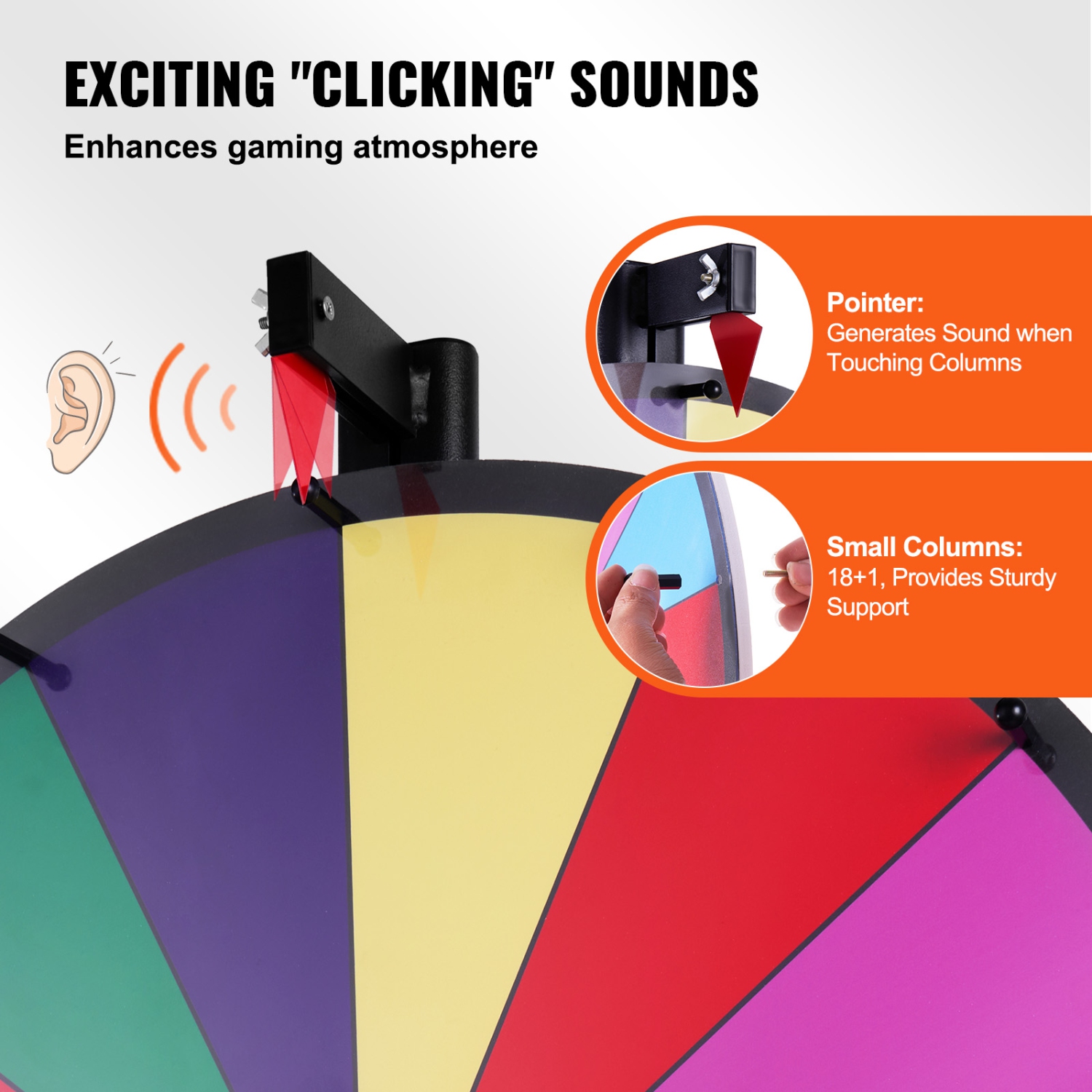 Roue de prix rotative VEVOR 36&nbsp;po, 18 fentes, roulette à effacement à sec et 2 marqueurs, jeux de table ou de plancher pour gagner des tournois