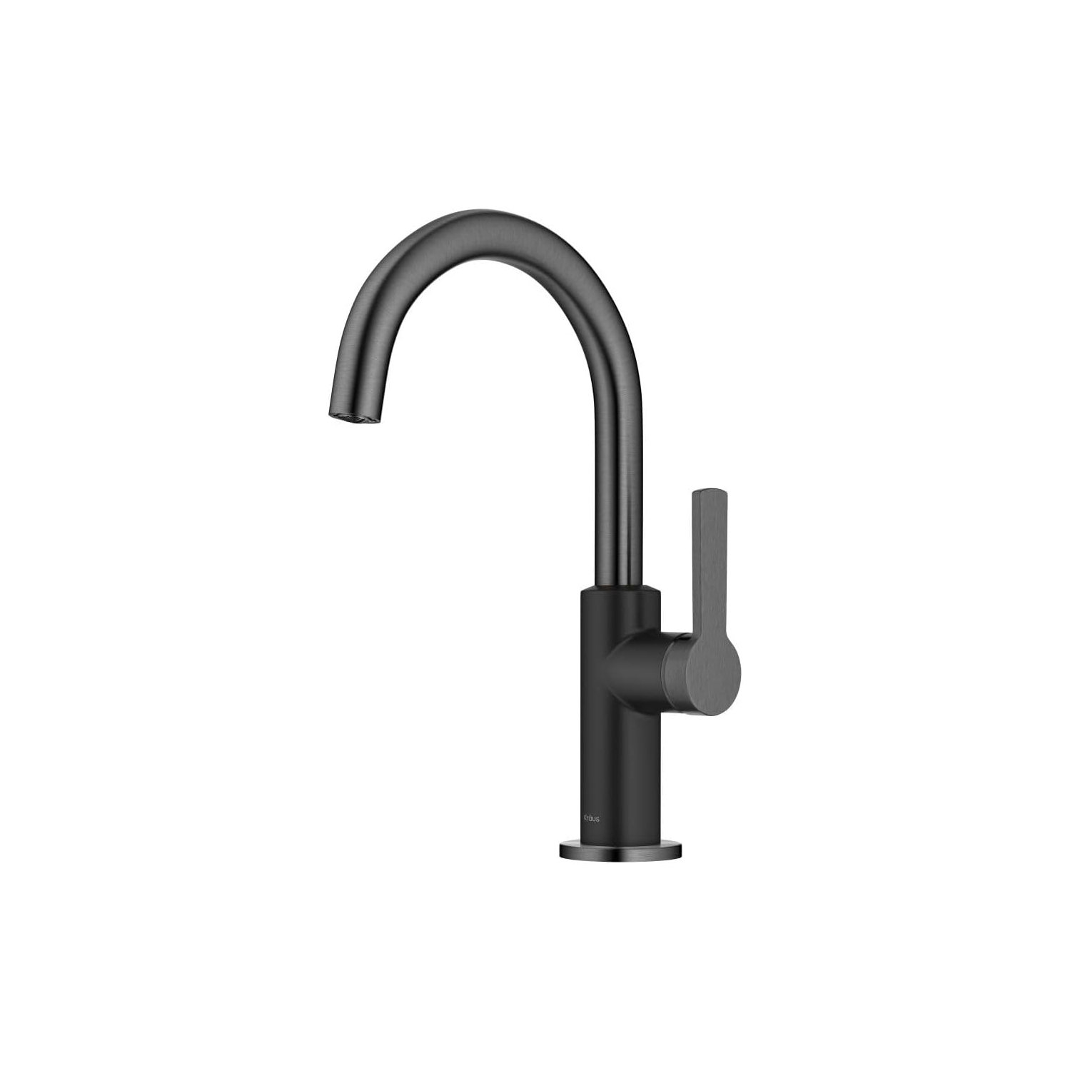 KRAUS Oletto Single Handle Kitchen Bar Faucet in Matte Black/Spot Free Black Stainless, KPF-2822MBSFSB