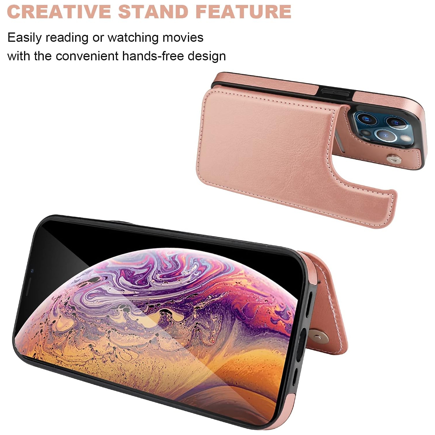 GROS SOLDE - Étui portefeuille pour iPhone 13 PRO, avec porte-carte, étui en cuir avec béquille pour cartes, double fermoir magnétique durable et