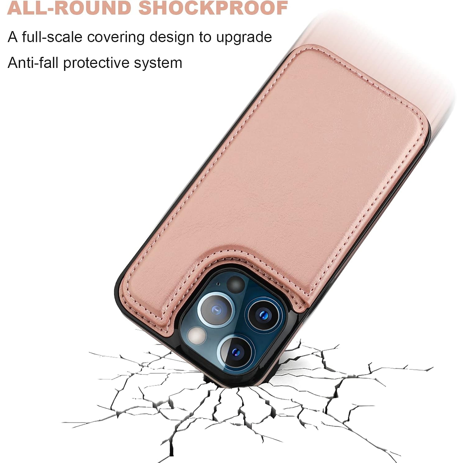 GROS SOLDE - Étui portefeuille pour iPhone 13 PRO, avec porte-carte, étui en cuir avec béquille pour cartes, double fermoir magnétique durable et