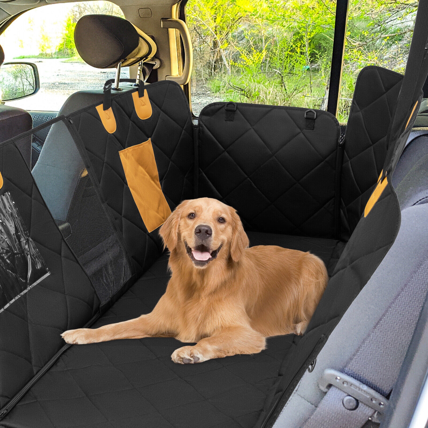 Gymax Dog Car Seat Cover for Back Seat w/ Mesh Windows Waterproof & Scratch-proof