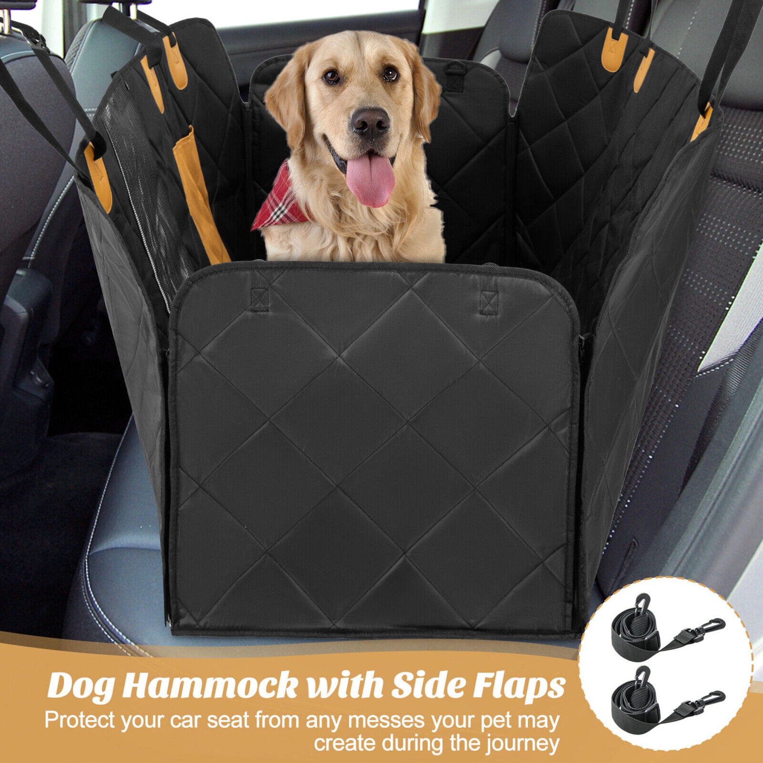 Gymax Dog Car Seat Cover for Back Seat w/ Mesh Windows Waterproof & Scratch-proof