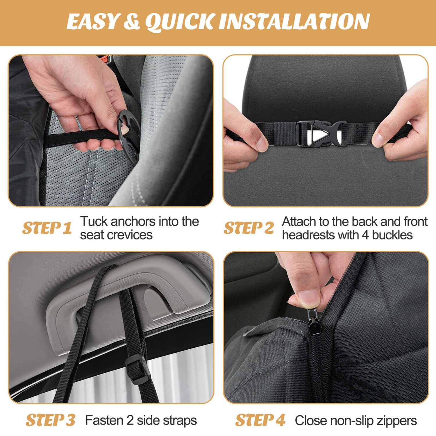 Gymax Dog Car Seat Cover for Back Seat w/ Mesh Windows Waterproof & Scratch-proof