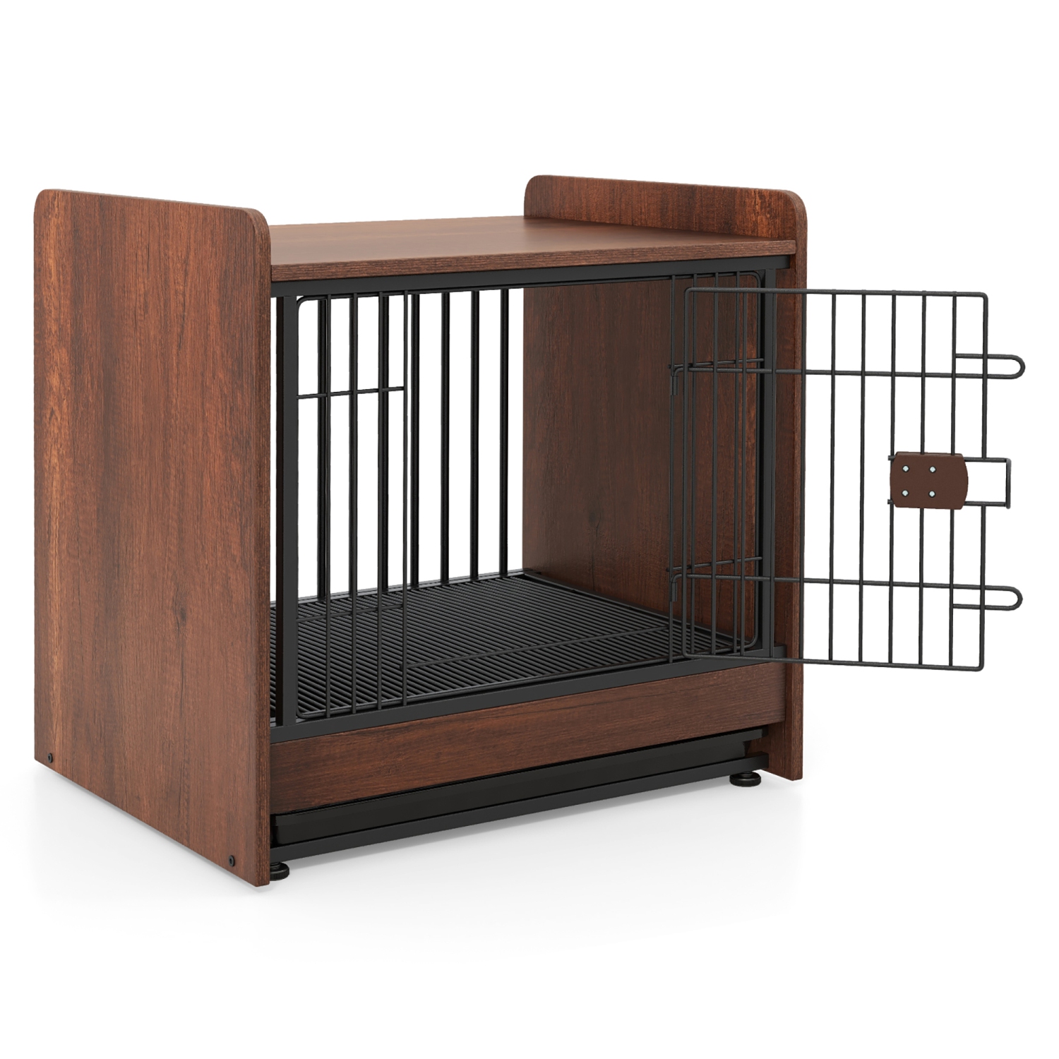 Gymax Dog Cage Furniture w/Removable Tray & Lockable Door Adjustable Foot Pads