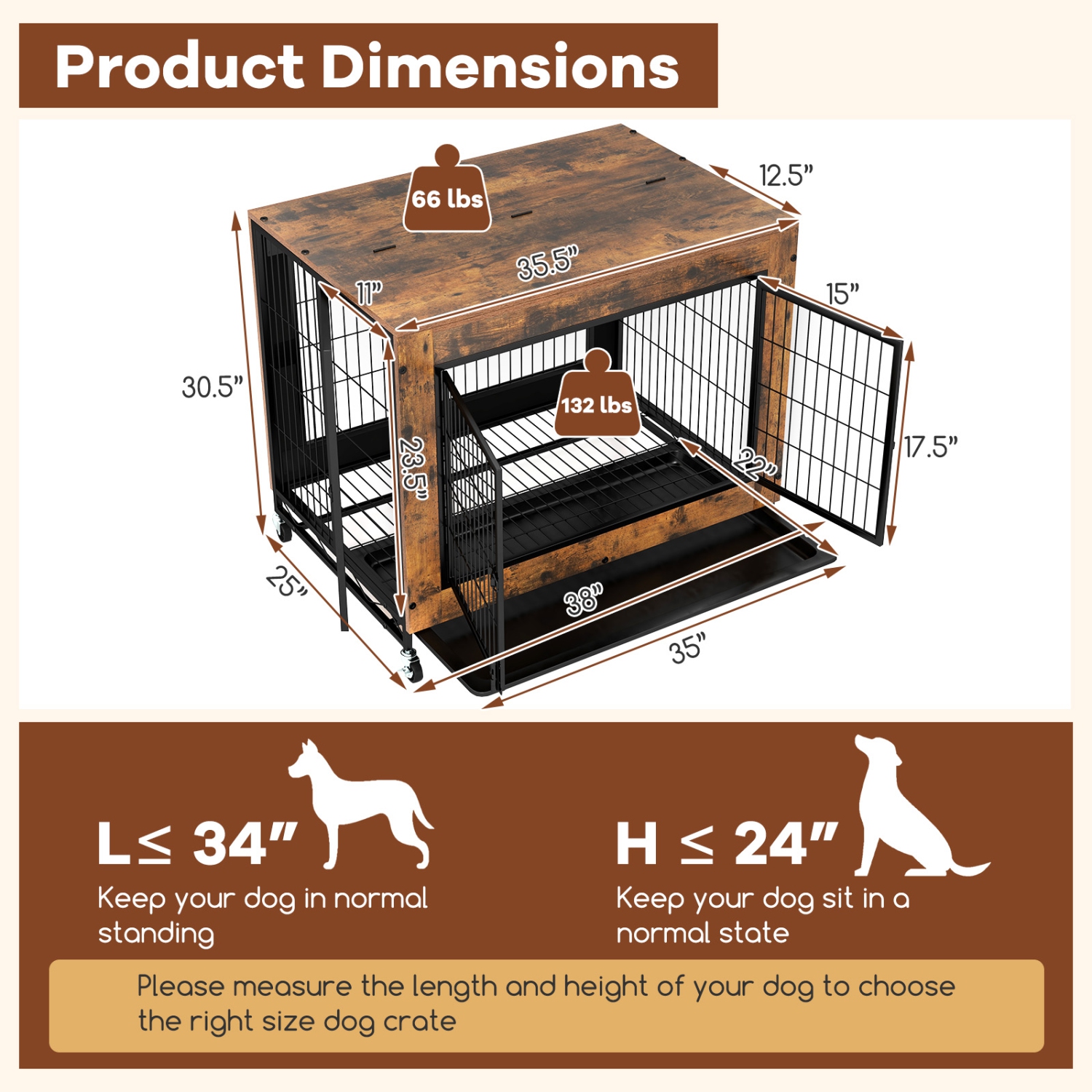 Gymax Dog Crate Furniture Industrial Dog Kennel w/ Flip-up Top Decorative Pet House