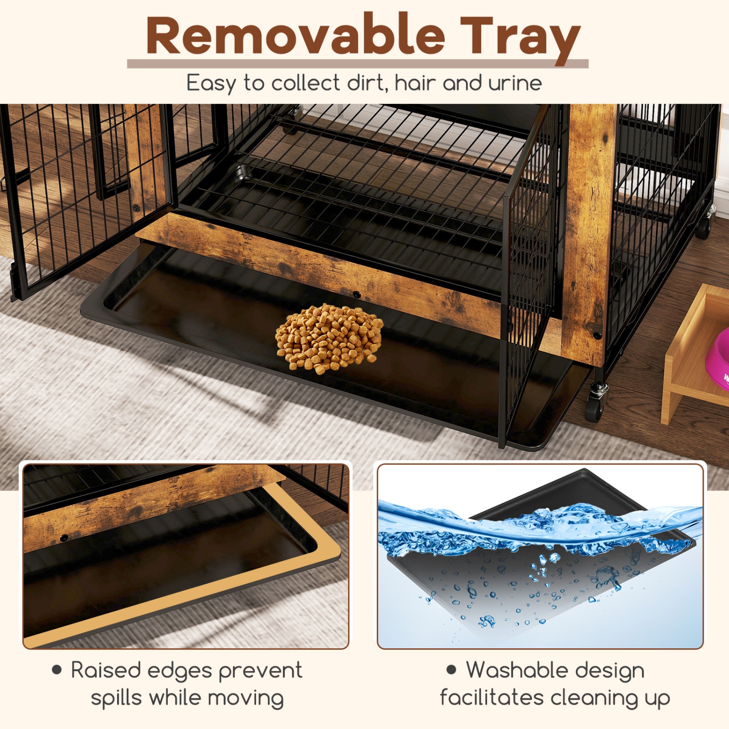 Gymax Dog Crate Furniture Industrial Dog Kennel w/ Flip-up Top Decorative Pet House