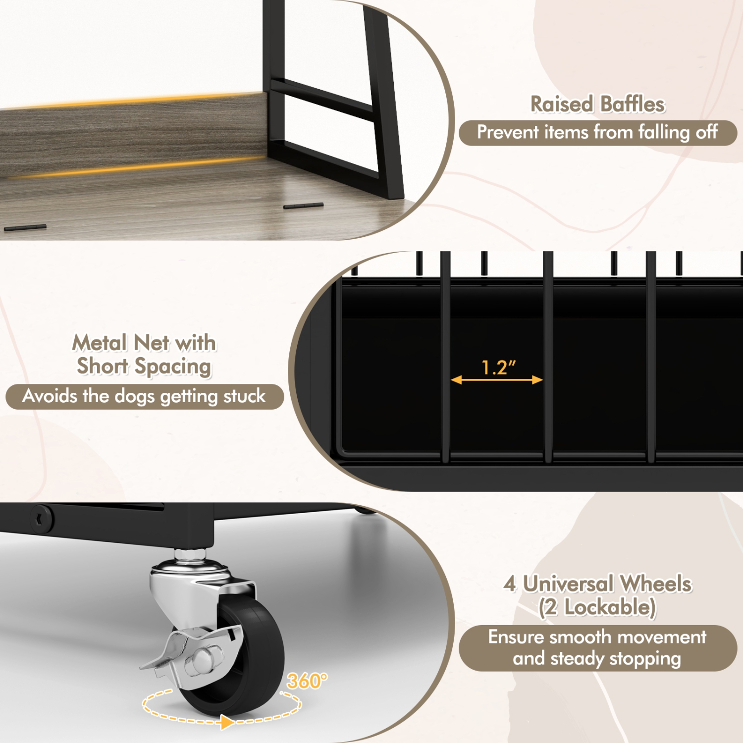 Gymax Dog Crate Furniture w/ Storage Shelves Industrial Dog Kennel w/ Flip-up Top