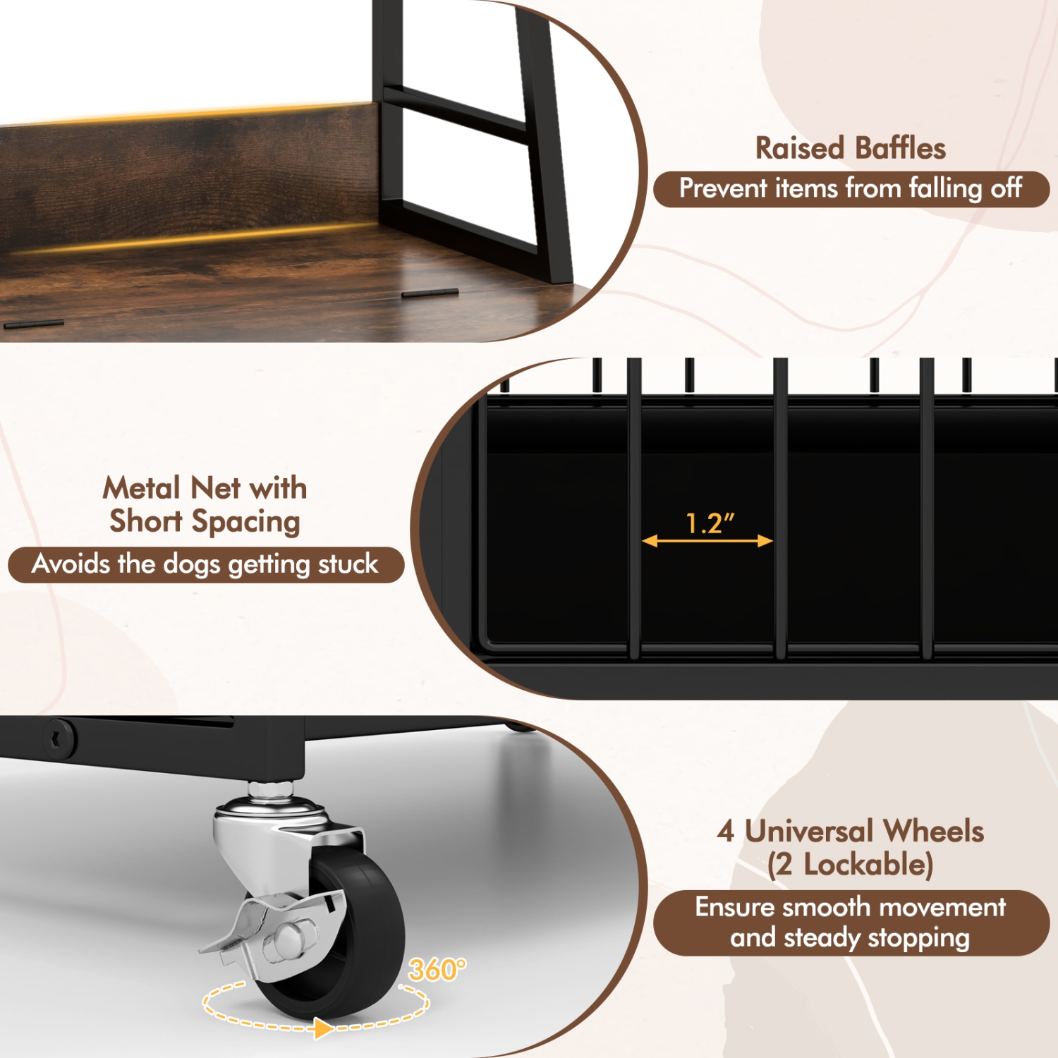 Gymax Dog Crate Furniture w/ Storage Shelves Industrial Dog Kennel w/ Flip-up Top
