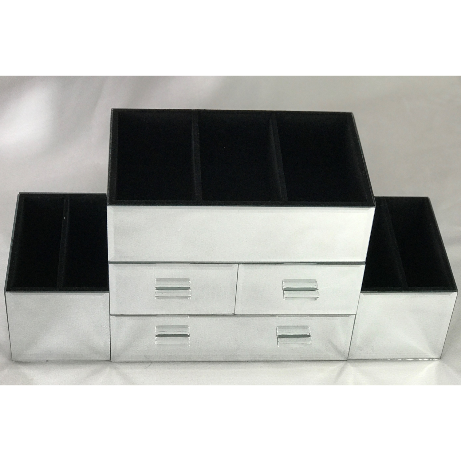 Range-bijoux avec miroir, 3 tiroirs et 7 compartiments