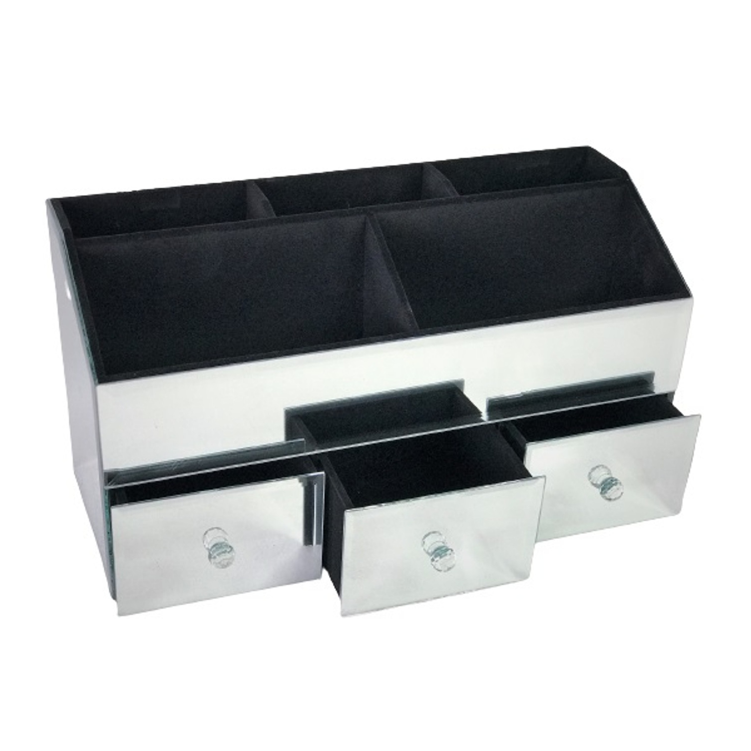 Range-bijoux avec miroir, 3 tiroirs et 5 compartiments