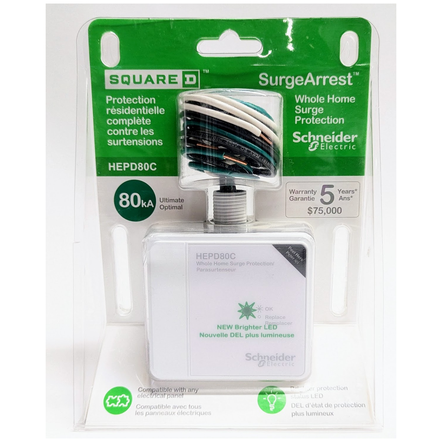 Square D by Schneider Electric HEPD80C Whole Home Surge Protective Device - White
