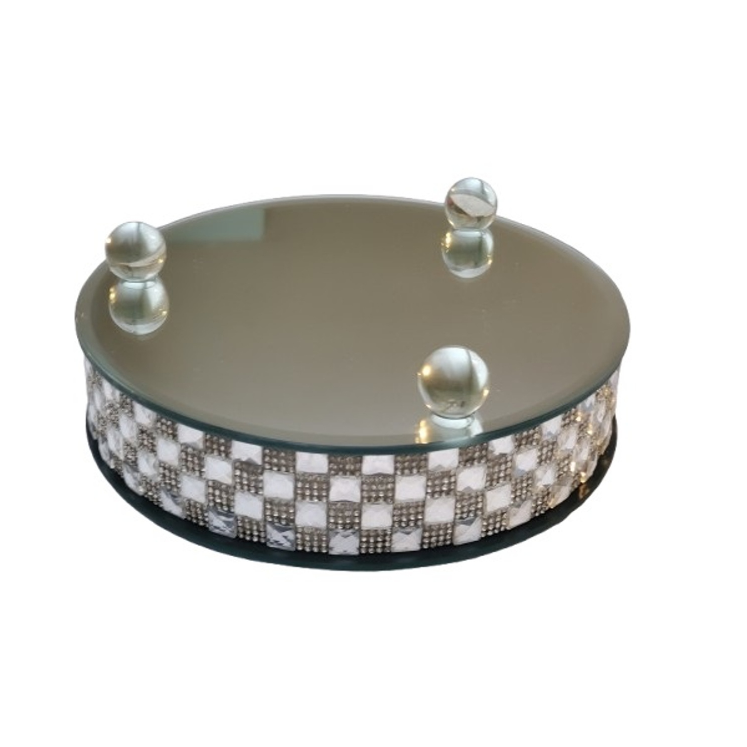 Vanity Tray with Mirror Base 8" dia.