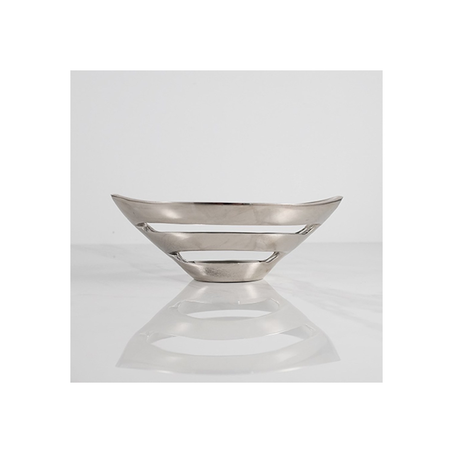 Bol ovale décoratif en acier inoxydable 7x5x3&nbsp;po