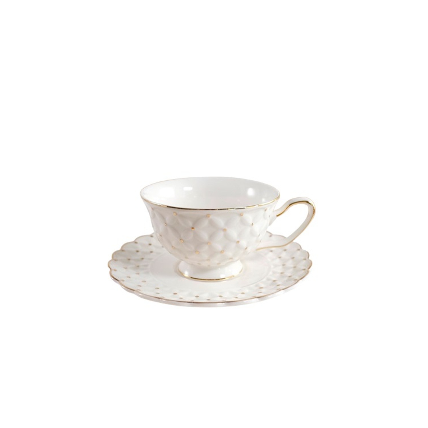 Tasse à thé et soucoupe à pois dorés de 6&nbsp;oz