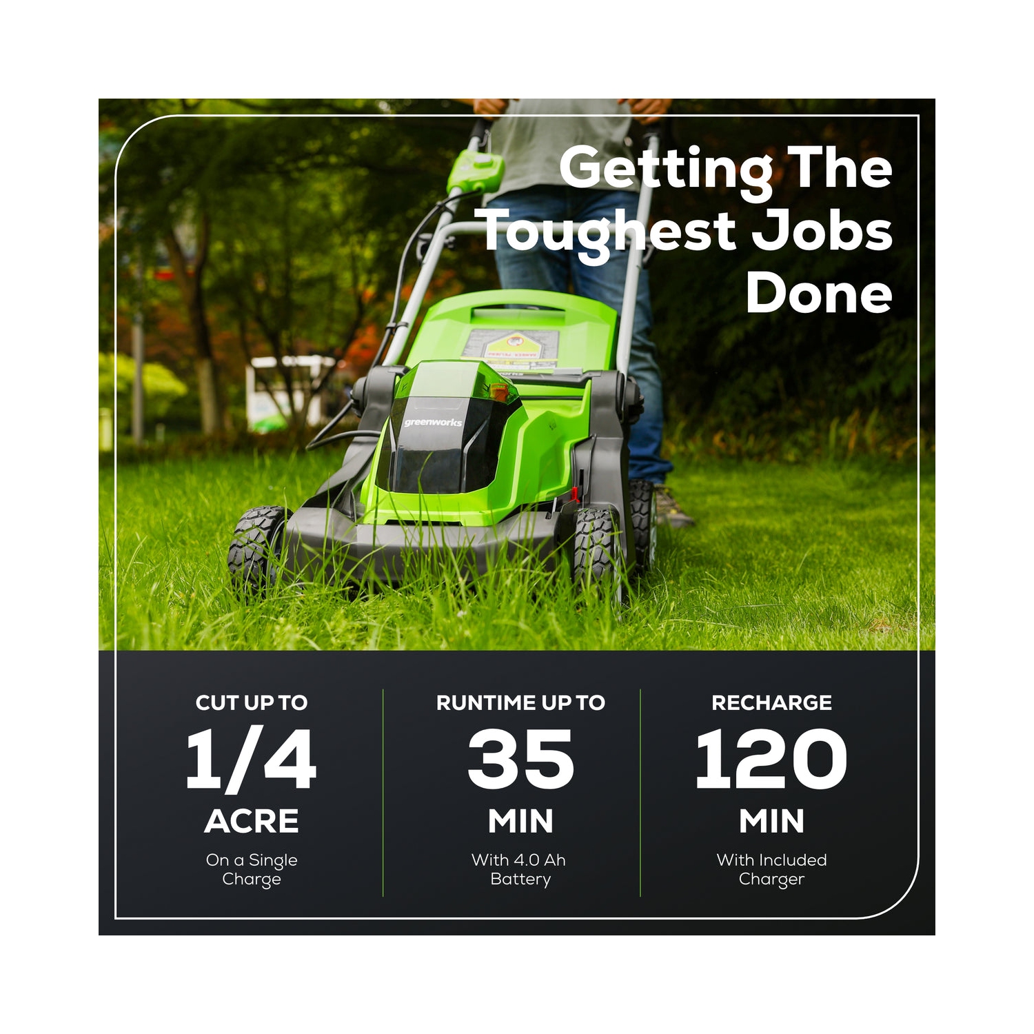 Greenworks 40V 17" Cordless Push Lawn Mower, 4.0 AH Battery and Charger Included [75+ Compatible Tools]