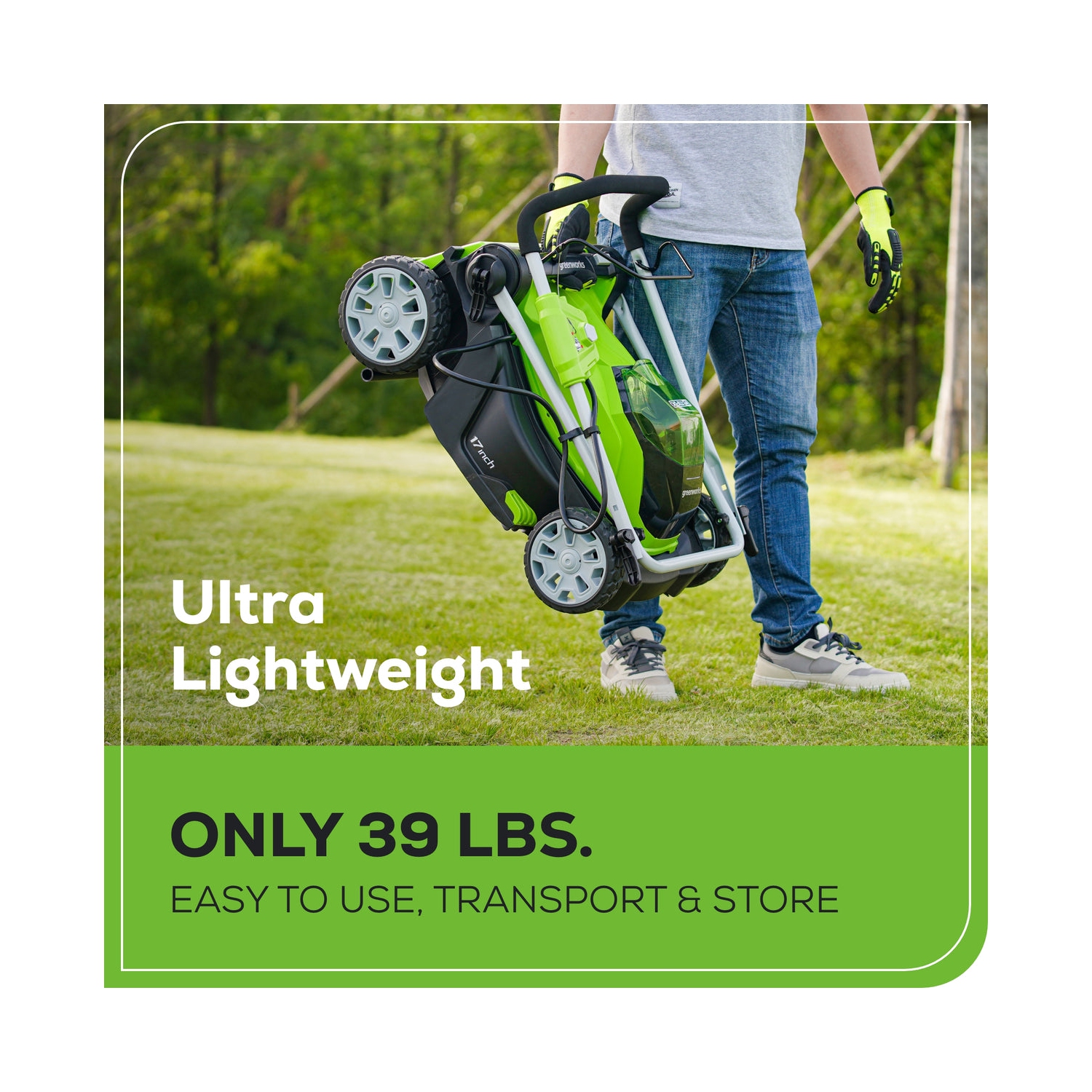 Greenworks 40V 17" Cordless Push Lawn Mower, 4.0 AH Battery and Charger Included [75+ Compatible Tools]