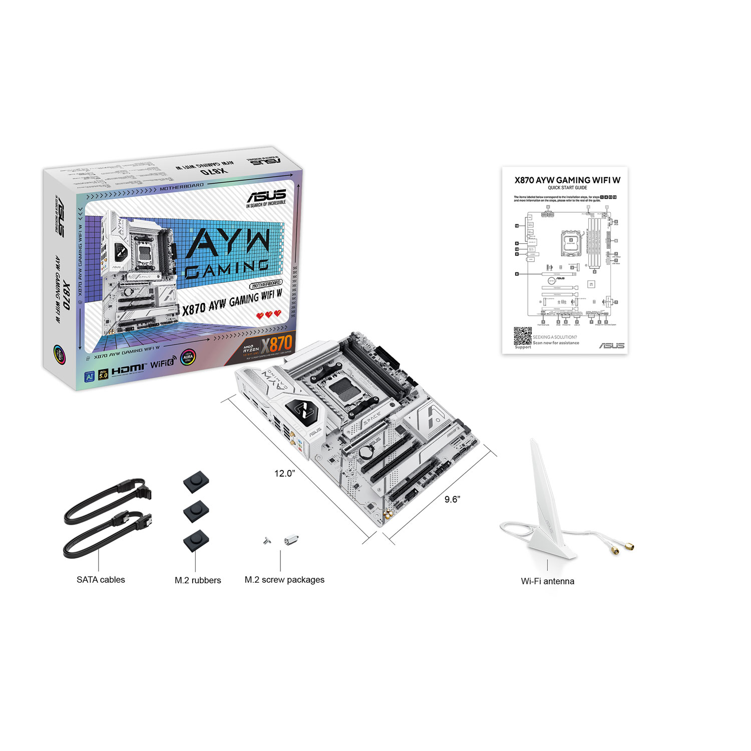 Carte mère X870 AYW Gaming Wi-Fi W ATX AM5 d'ASUS pour processeurs Ryzen 9000/8000/7000 d'AMD