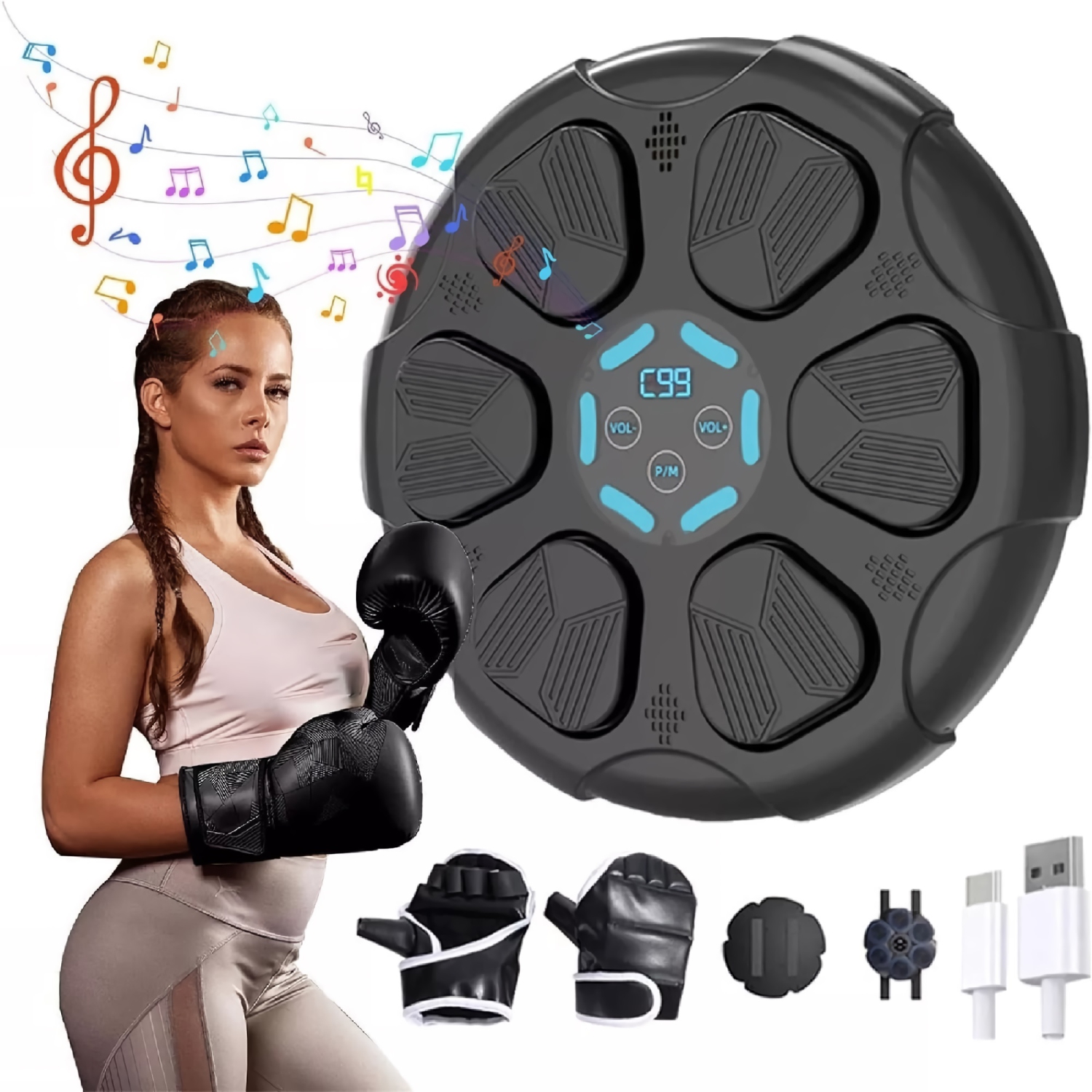 Machine à boxe intelligente, tapis d'entraînement Bluetooth Music Boxing pour enfants, adultes, petits espaces, formation de secours, pour la maison,
