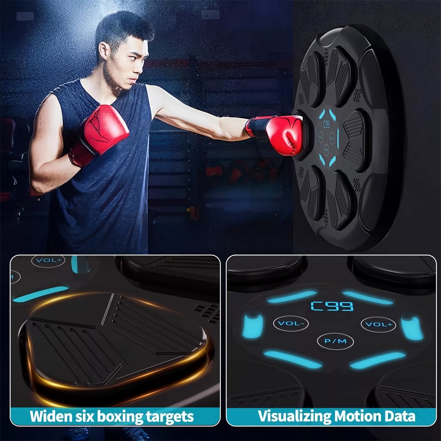 Machine à boxe intelligente, tapis d'entraînement Bluetooth Music Boxing pour enfants, adultes, petits espaces, formation de secours, pour la maison,