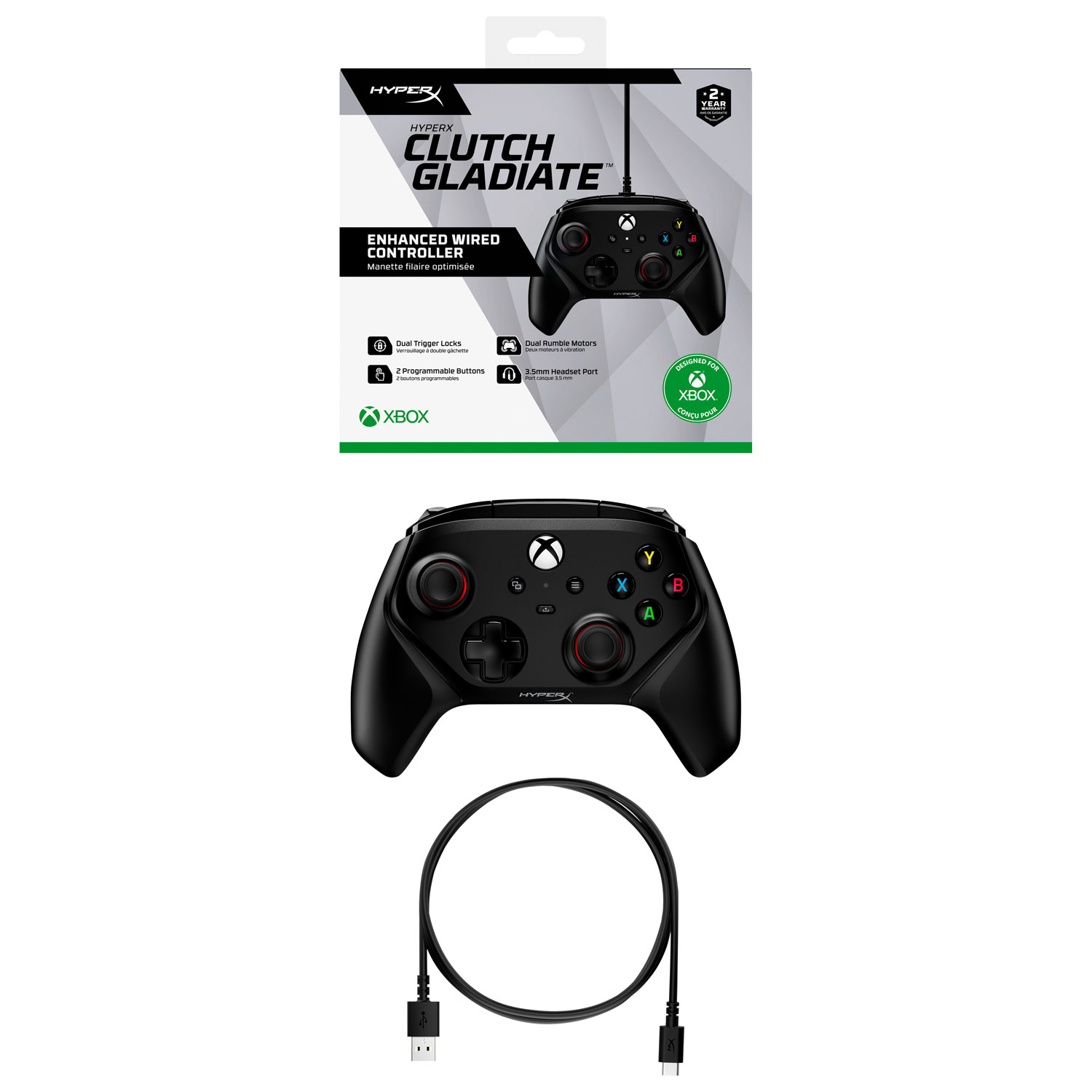 HyperX Clutch Gladiate Wired Controller for Xbox Series X|S - Black