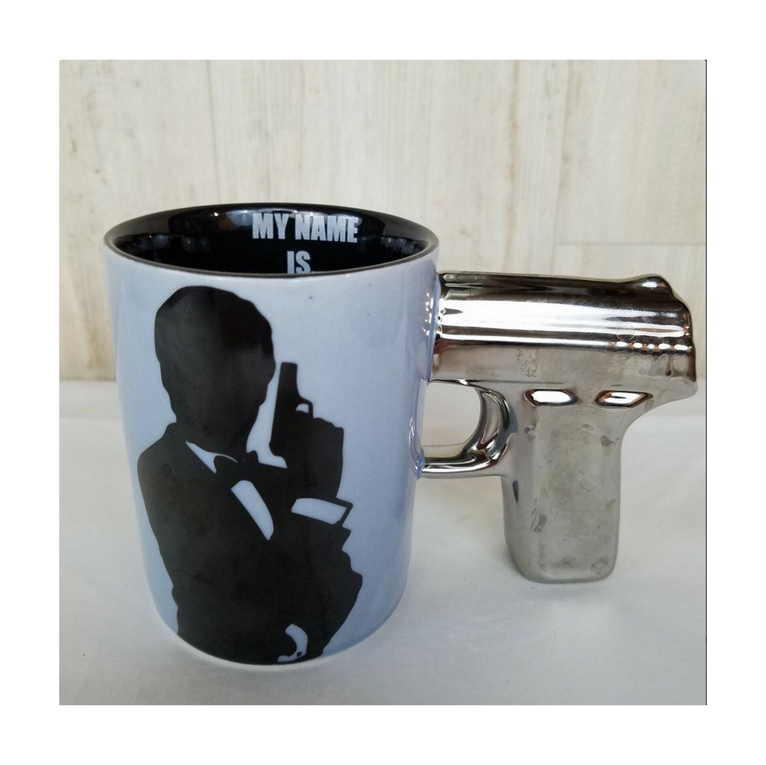 Secret Agent Coffee Mug with "MY NAME IS." Printed Inside, 11oz