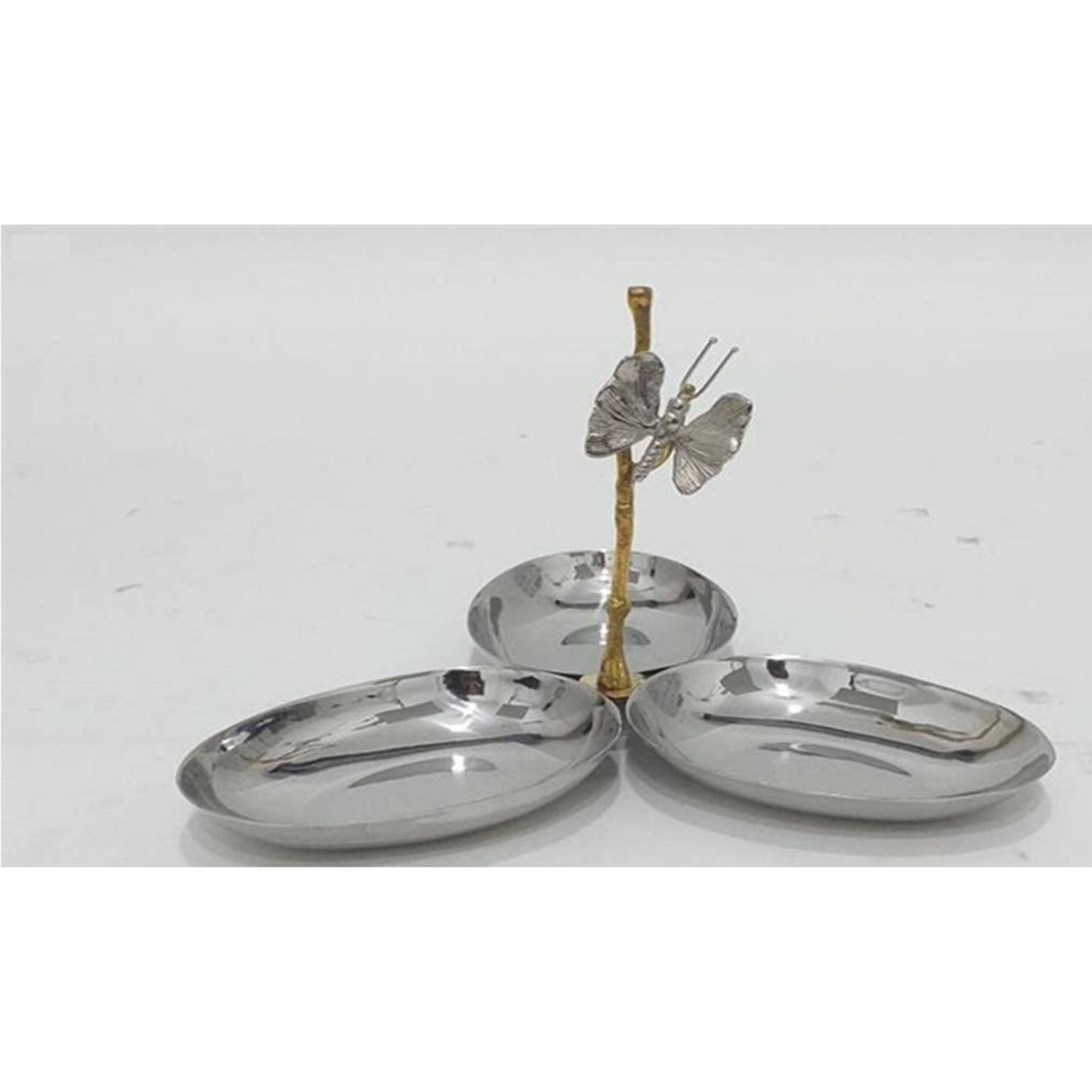 Dragonfly triple dish- 6 x 4 3/4" , Handle 8.5" High