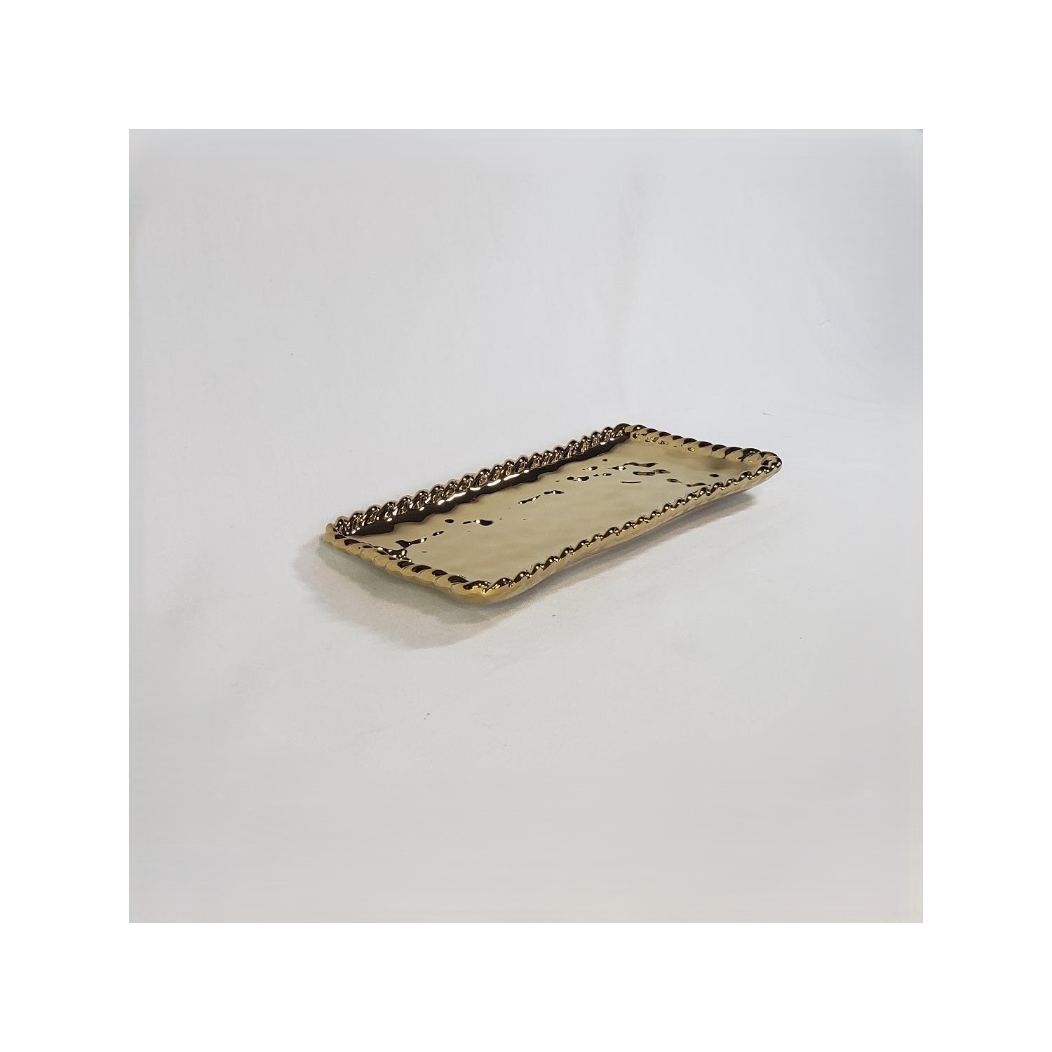 Plaque en céramique dorée avec bordure en corde 10,25"