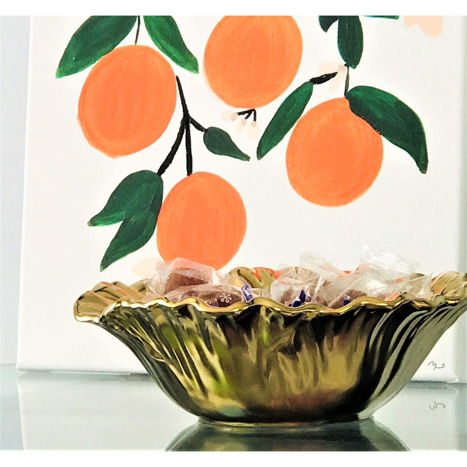 Botanic Collection Titanium Porcelain Sunflower bowl 6.76"