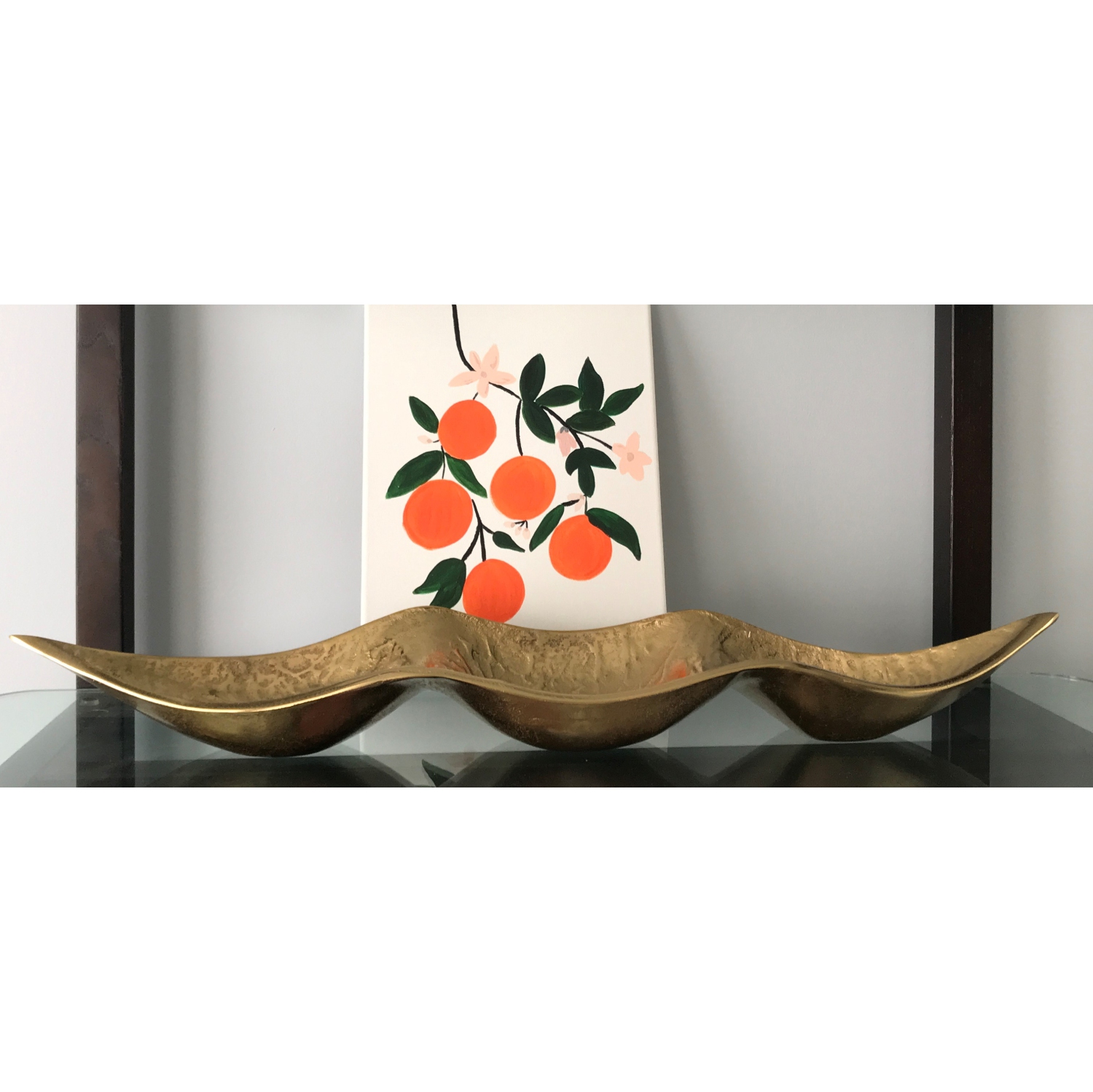 Triple section boat shape Gold colour nuts tray