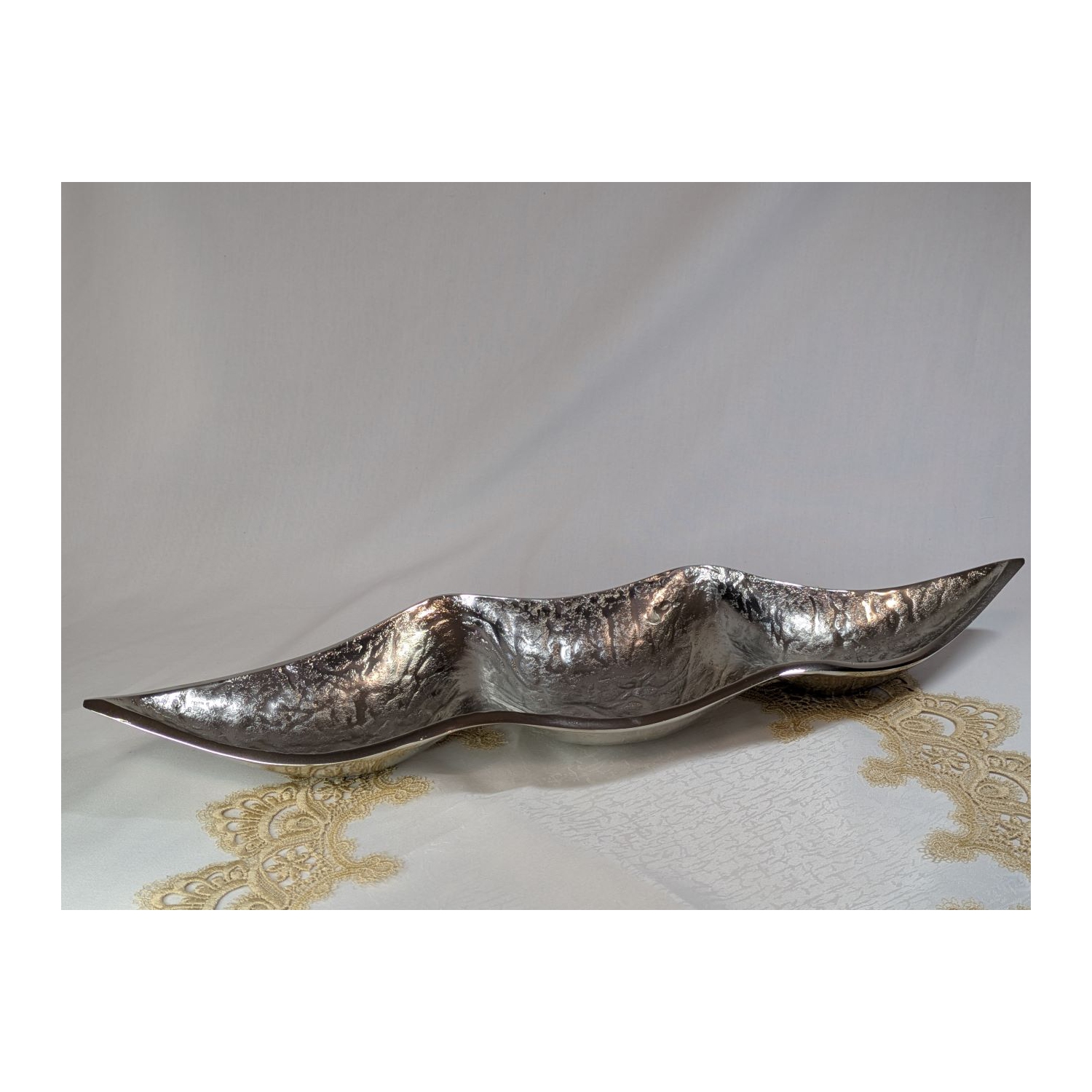 Bol de service à trois sections métallique, argent de première qualité