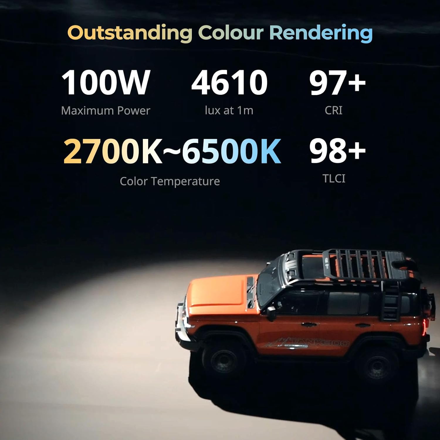 Remis à neuf - Lampe vidéo RC 100&nbsp;B COB de SMALLRIG, lampe vidéo bicolore 2700K à 6500K, chargement rapide PD de type C