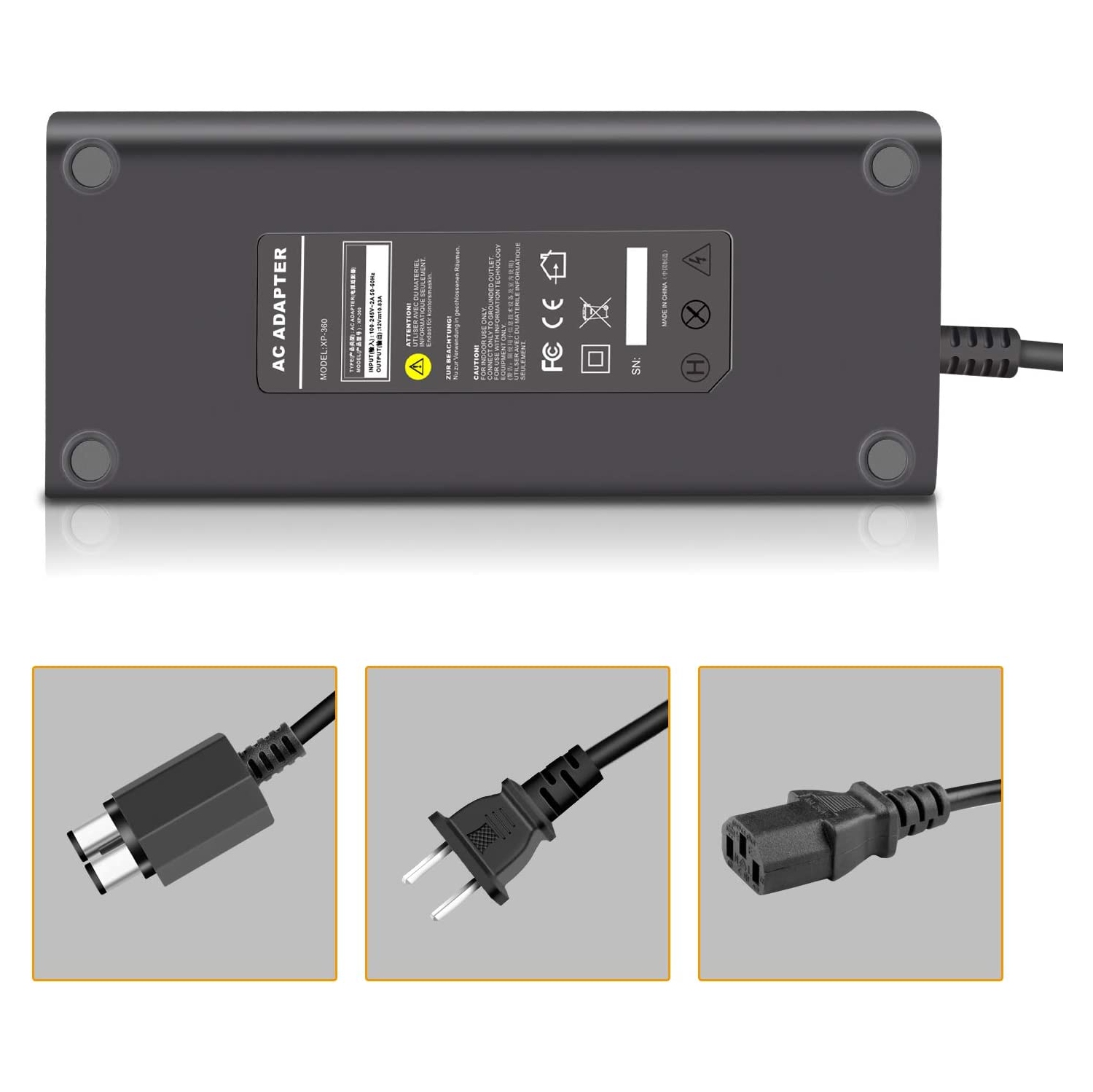 Adaptateur de bloc d'alimentation c.a. de remplacement compatible avec la Xbox 360S