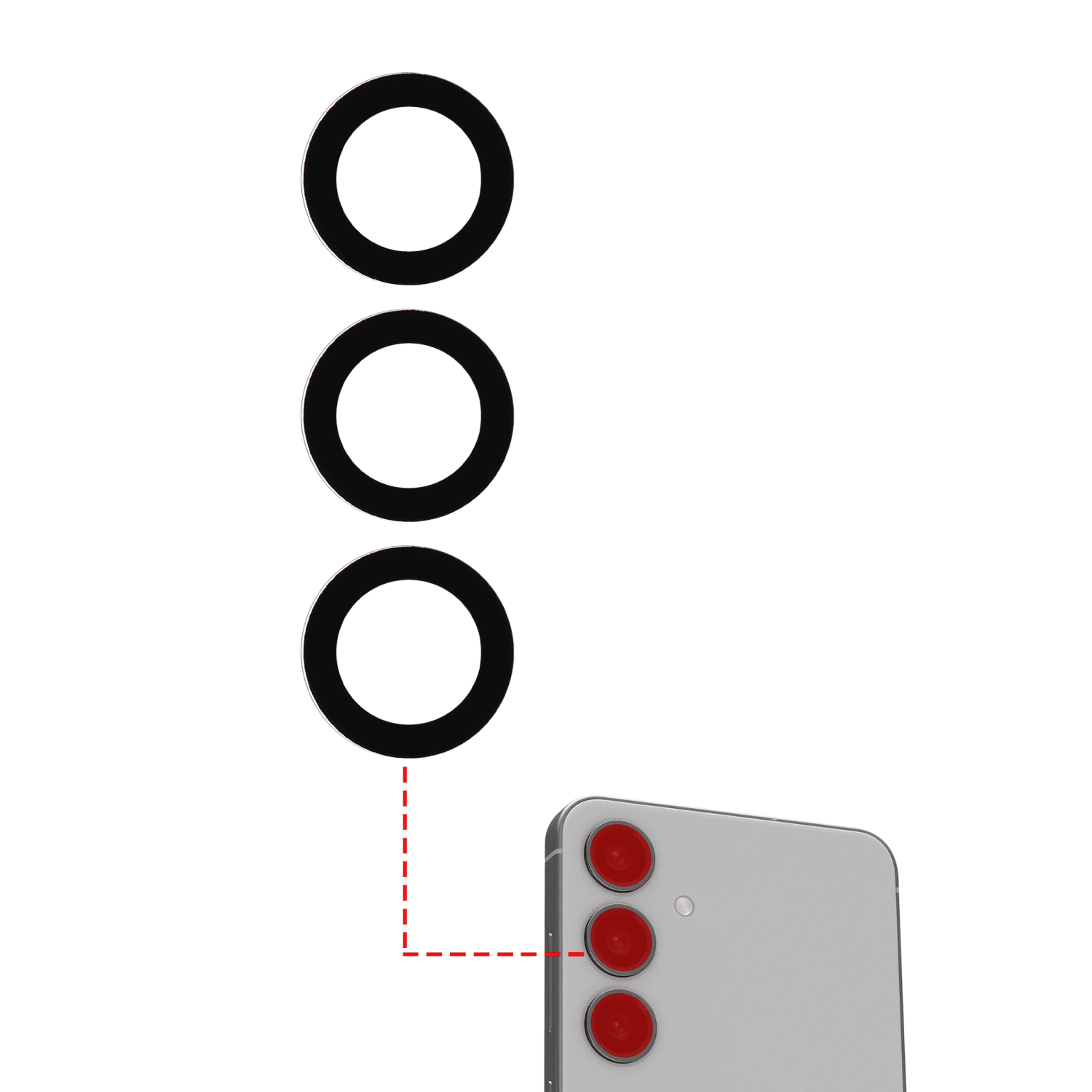 Lentille de caméra arrière de remplacement avec adhésif compatible avec le Galaxy S24 5G de Samsung (ensemble de 3 pièces) (toutes couleurs)