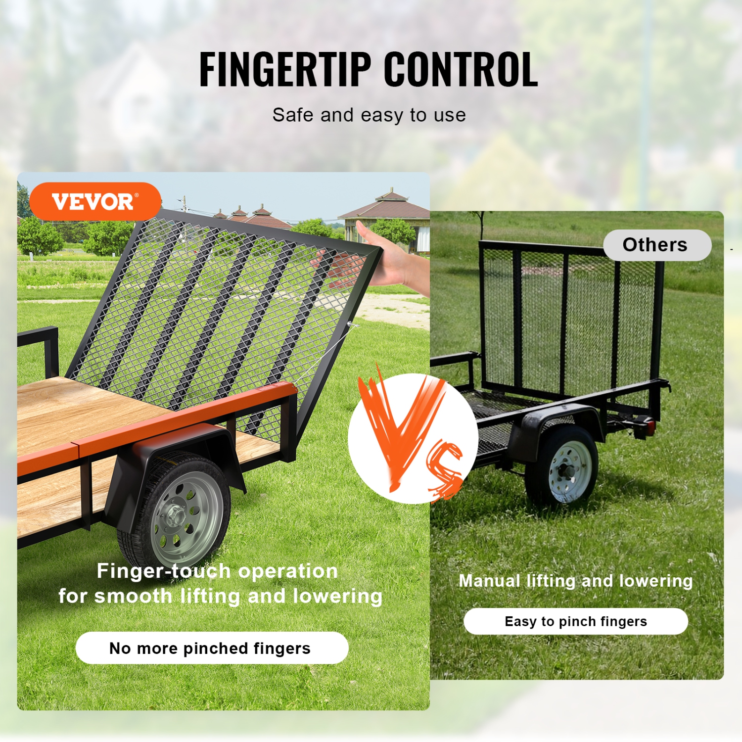 VEVOR Trailer Tailgate Lift Assist, Max 180lbs Load, Compatible with Open Utility Trailer Tailgate and Ramp, with 10 to 24 Inches Heights Side Rail