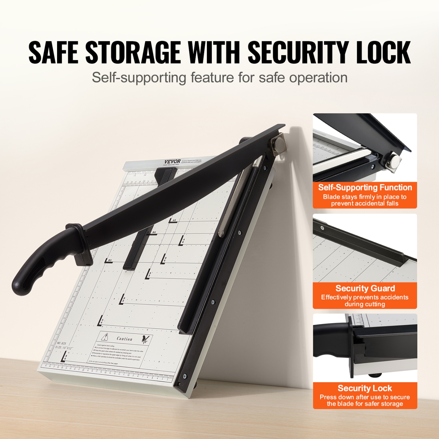 Coupe-papier VEVOR, coupe-guillotine, longueur de coupe de 15&nbsp;po, capacité de 16 feuilles, coupe-papier en guillotine robuste avec verrou de