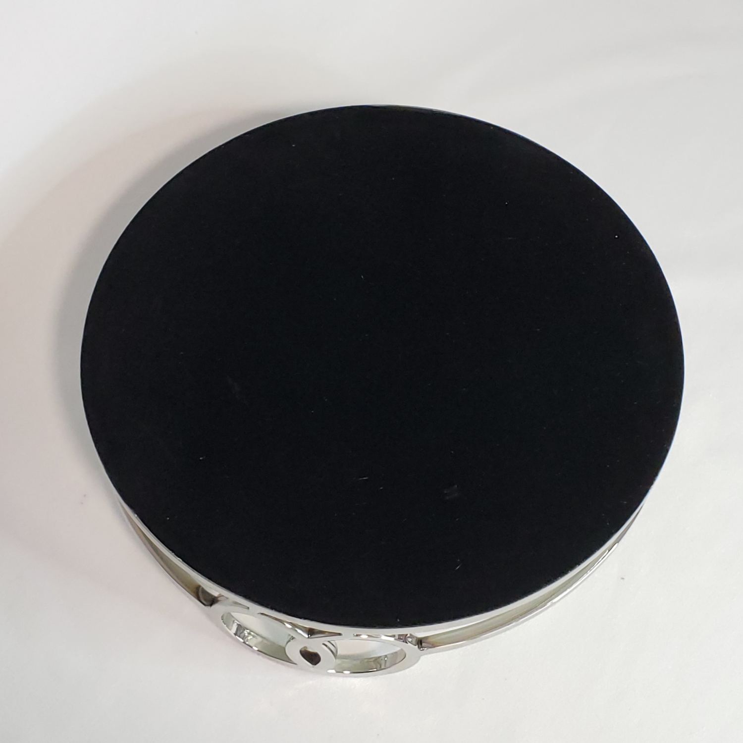 Plateau rond en acier inoxydable avec miroir de luxe argenté de 11&nbsp;po