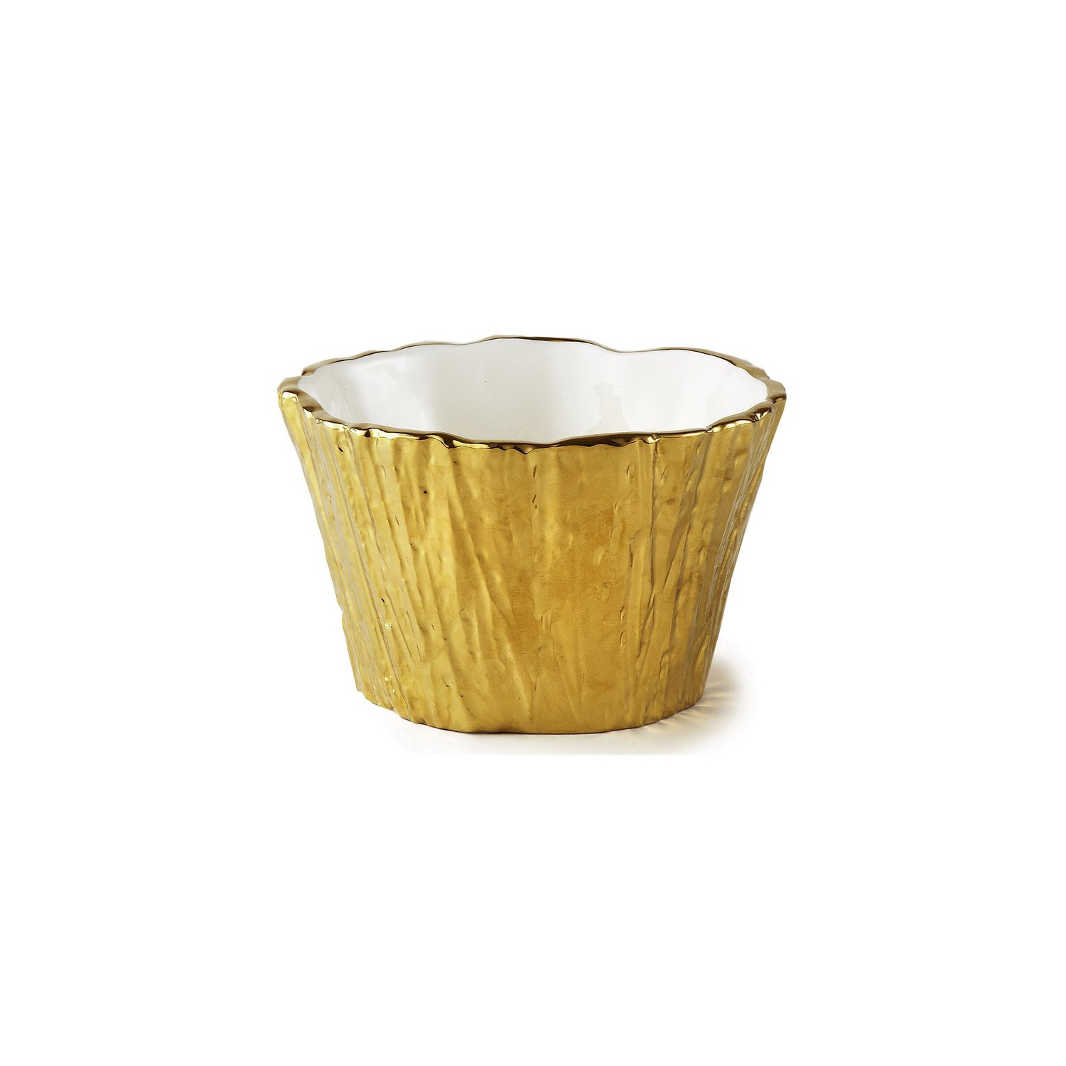 Jiallo Botanic Collection 5" Titanium Porcelain Ceramic Tree Bark Bowl in Gold