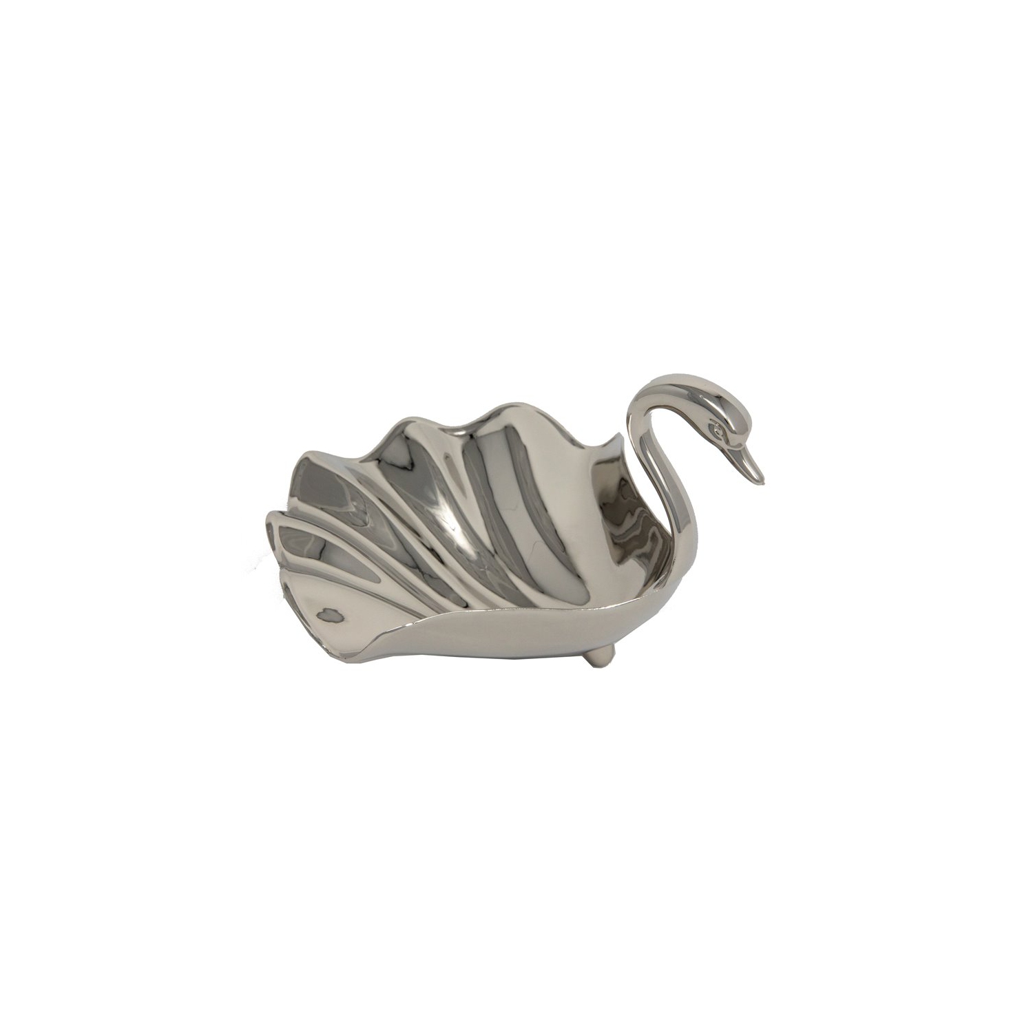 Jiallo – Grand plat moderne en métal Swan Home Decor, 7x6,25 x 4,5&nbsp;po, argenté