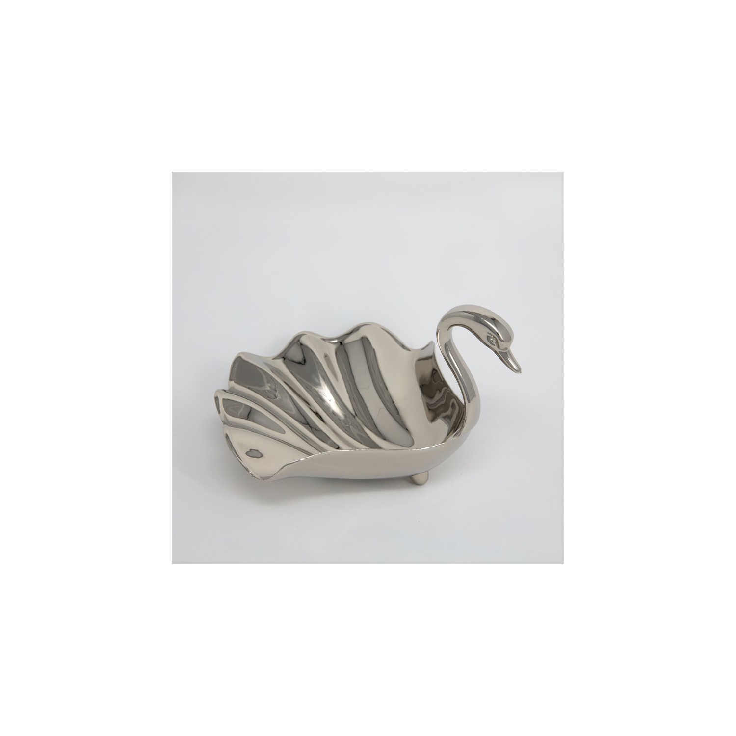 Jiallo – Grand plat moderne en métal Swan Home Decor, 7x6,25 x 4,5&nbsp;po, argenté