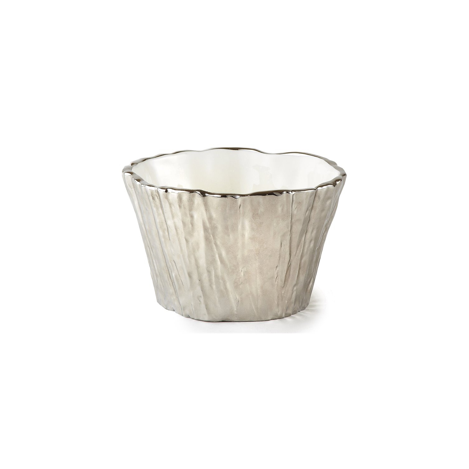 Bol écorce d'arbre en céramique en porcelaine de titane de 5&nbsp;po de la collection Botanic de Jiallo, fini argenté