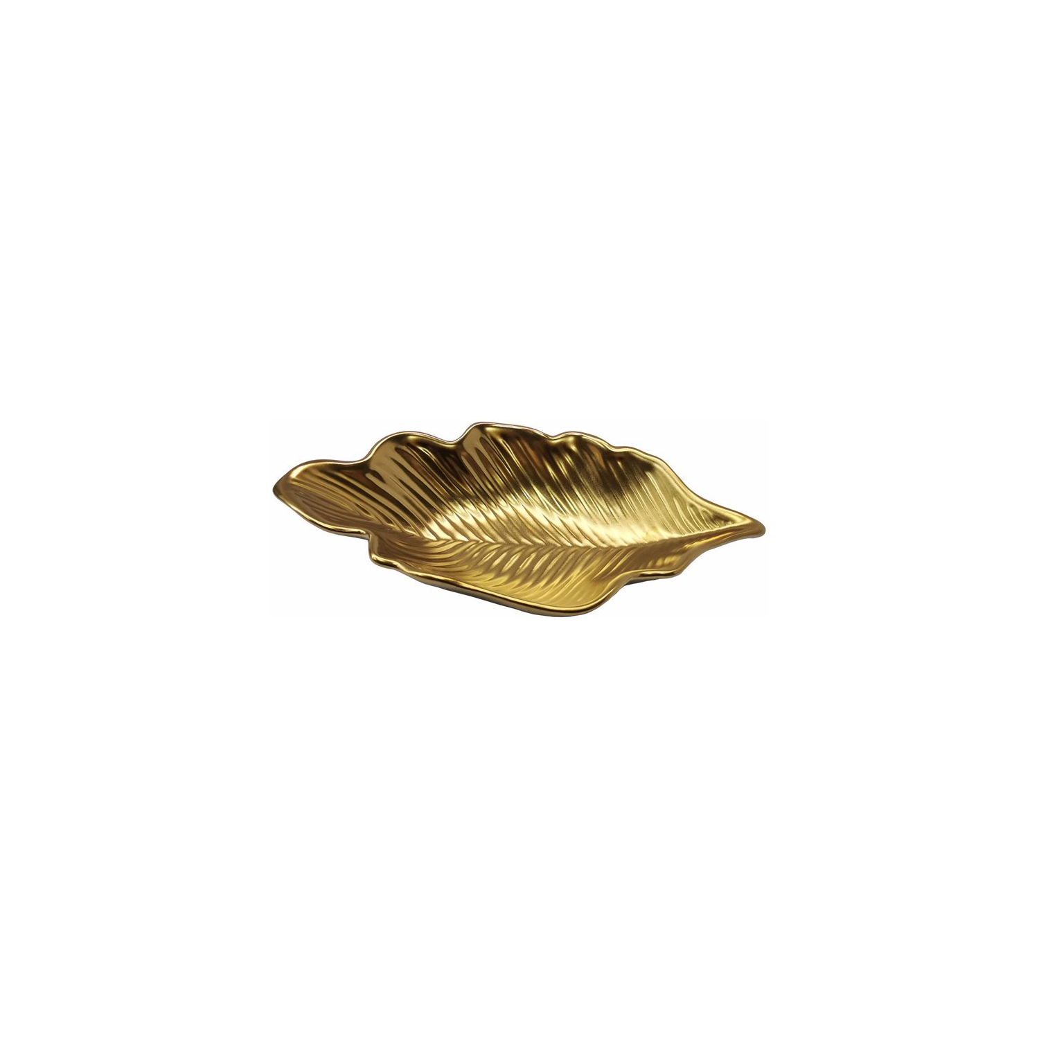 Jiallo Botanic Collection 8.5" Titanium Porcelain Deep Leaf Plate in Gold