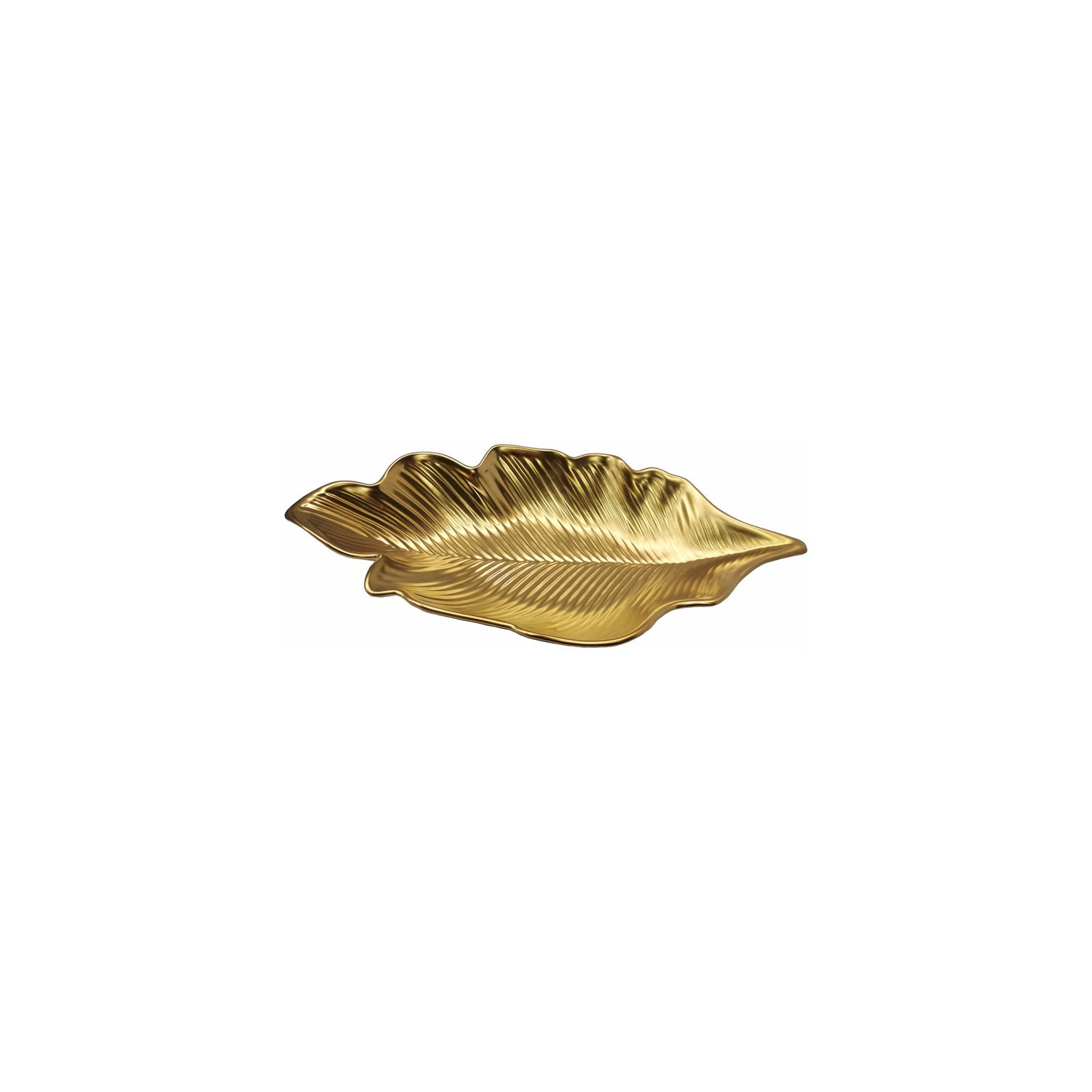 Jiallo Botanic – Assiette à feuilles profondes en titane, porcelaine, 16,25&nbsp;po, or