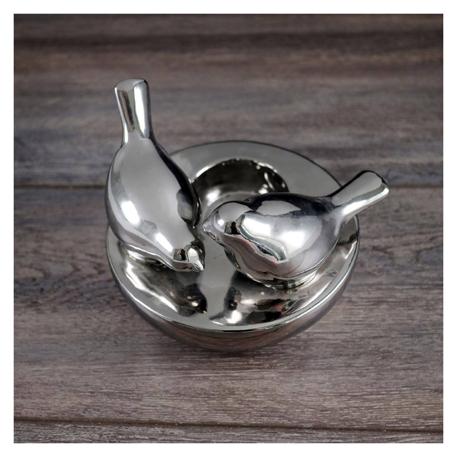 Porte-bougie chauffe-plat en céramique noir brillant avec motif d'oiseaux 5 x 5 x 4&nbsp;po