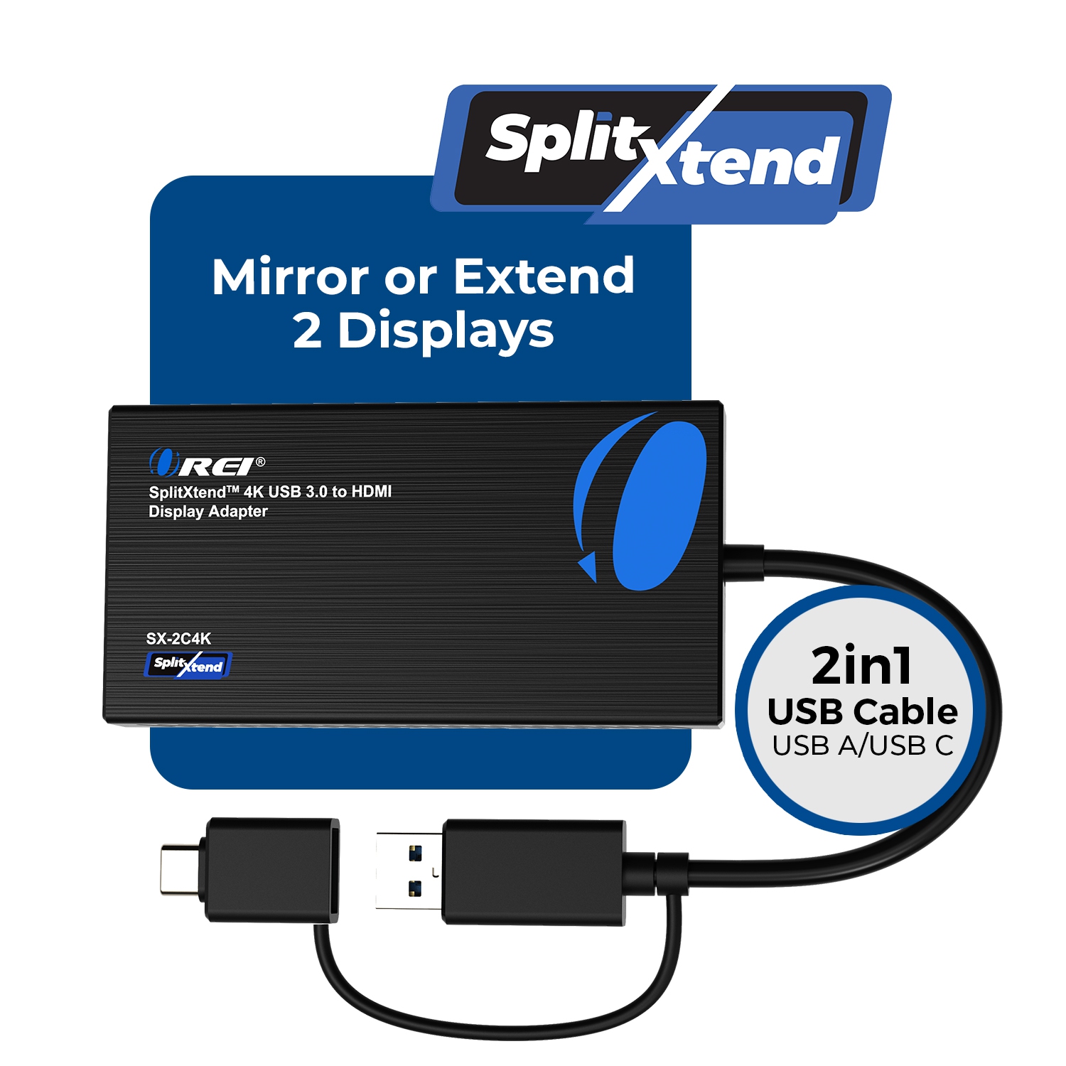OREI SplitXtend 4K USB 3.0 to HDMI Display Adapter -