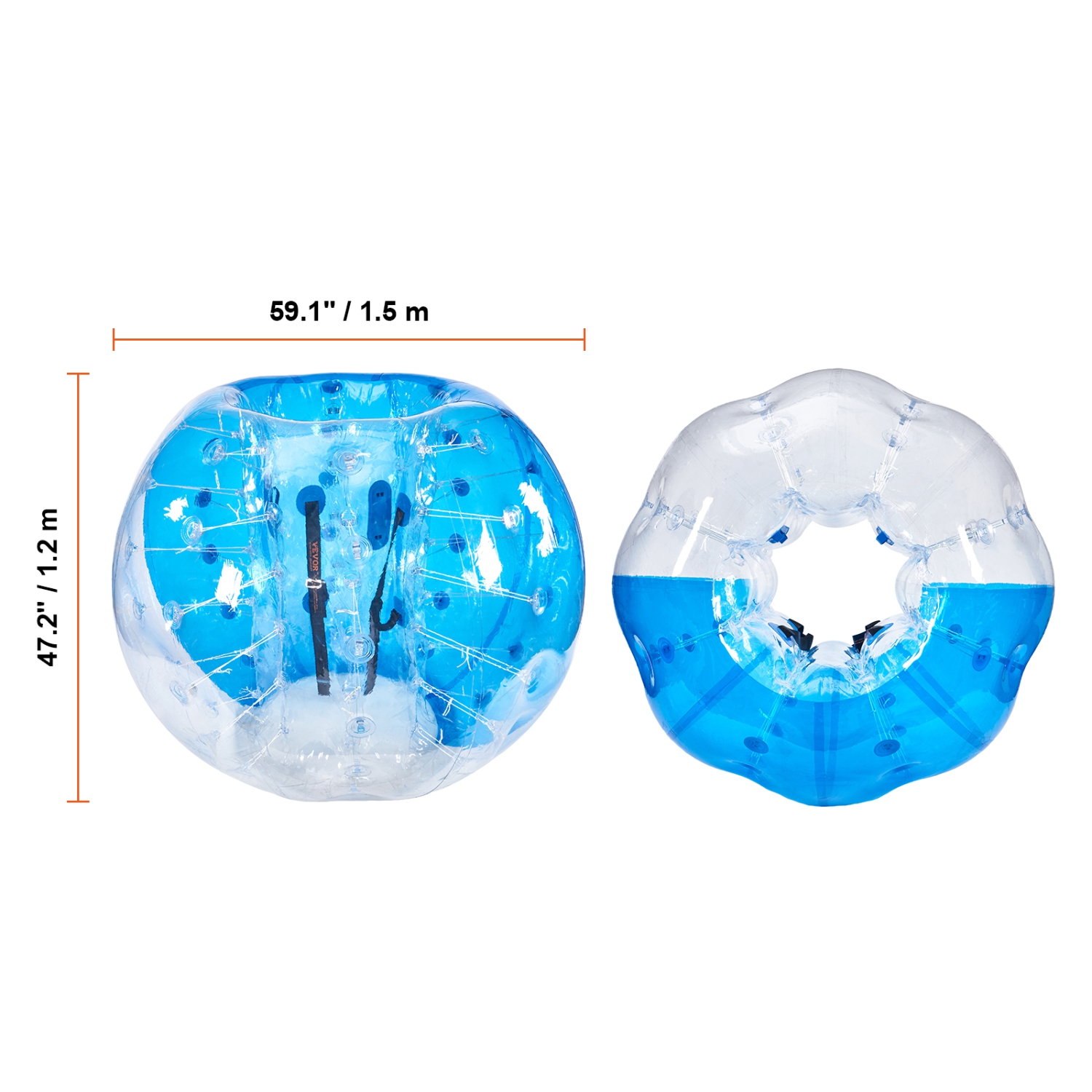 VEVOR 1-Pack Inflatable Bumper Ball, 5FT/1.5M Body Sumo Zorb Balls for Teen & Adult, 0.8mm PVC Human Hamster Bubble Balls for Team Play, Bumper