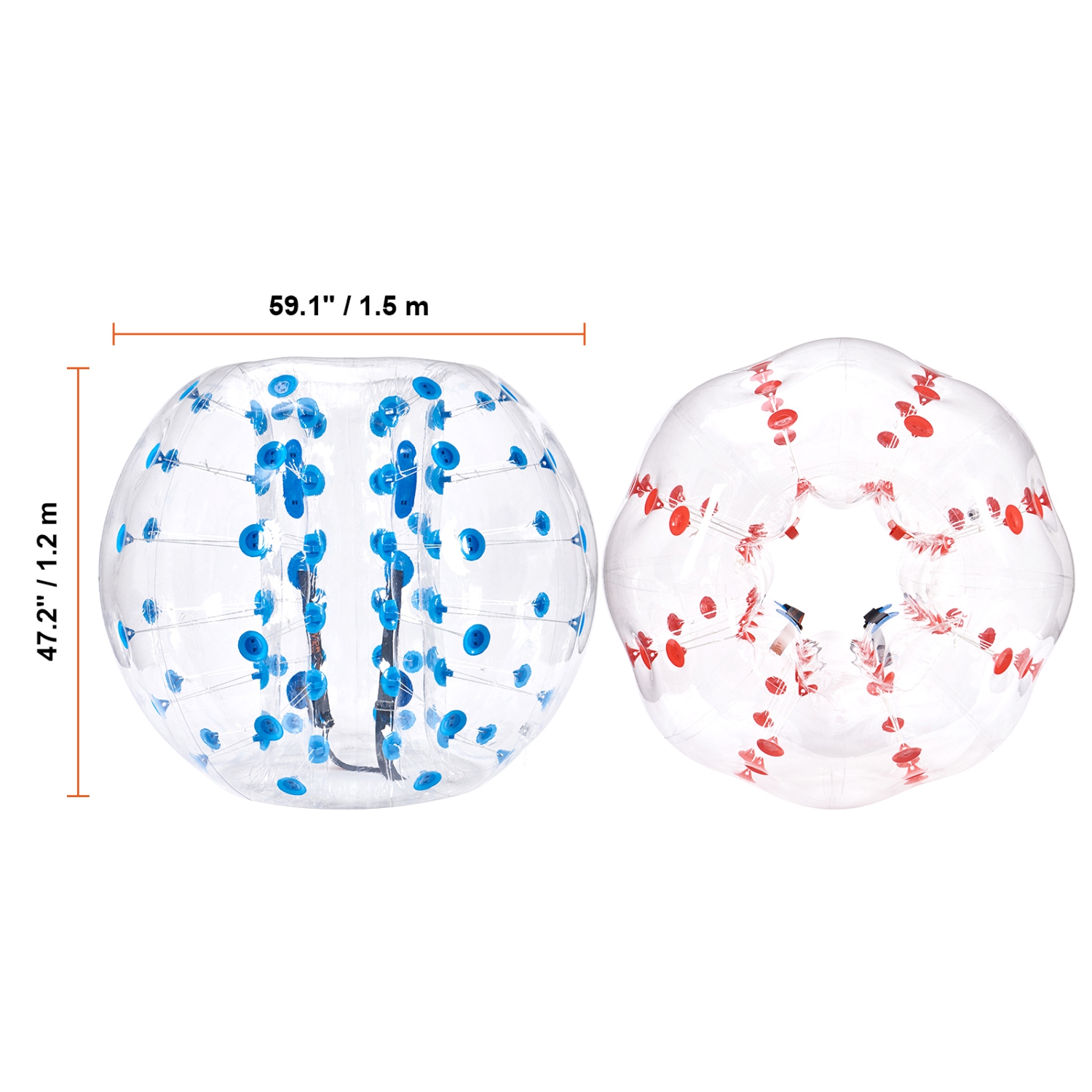 VEVOR 2-Pack Inflatable Bumper Balls, 5FT/1.5M Body Sumo Zorb Balls for Teen & Adult, 0.8mm PVC Human Hamster Bubble Balls for Team Play, Bumper
